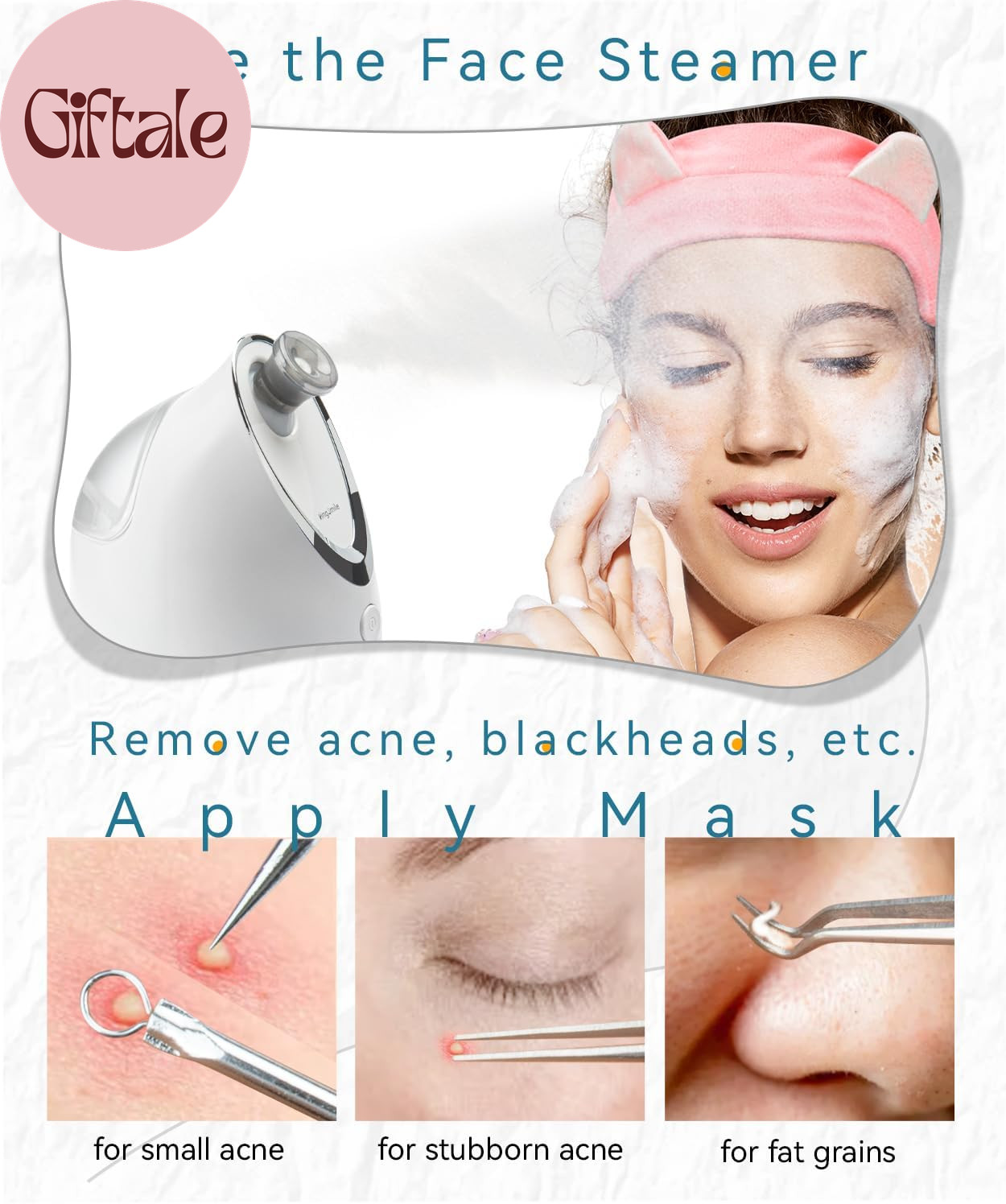 Facial Steamer, 3 in 1 Face Steamer for Facial,Compact Nanosteamer with Aromathe