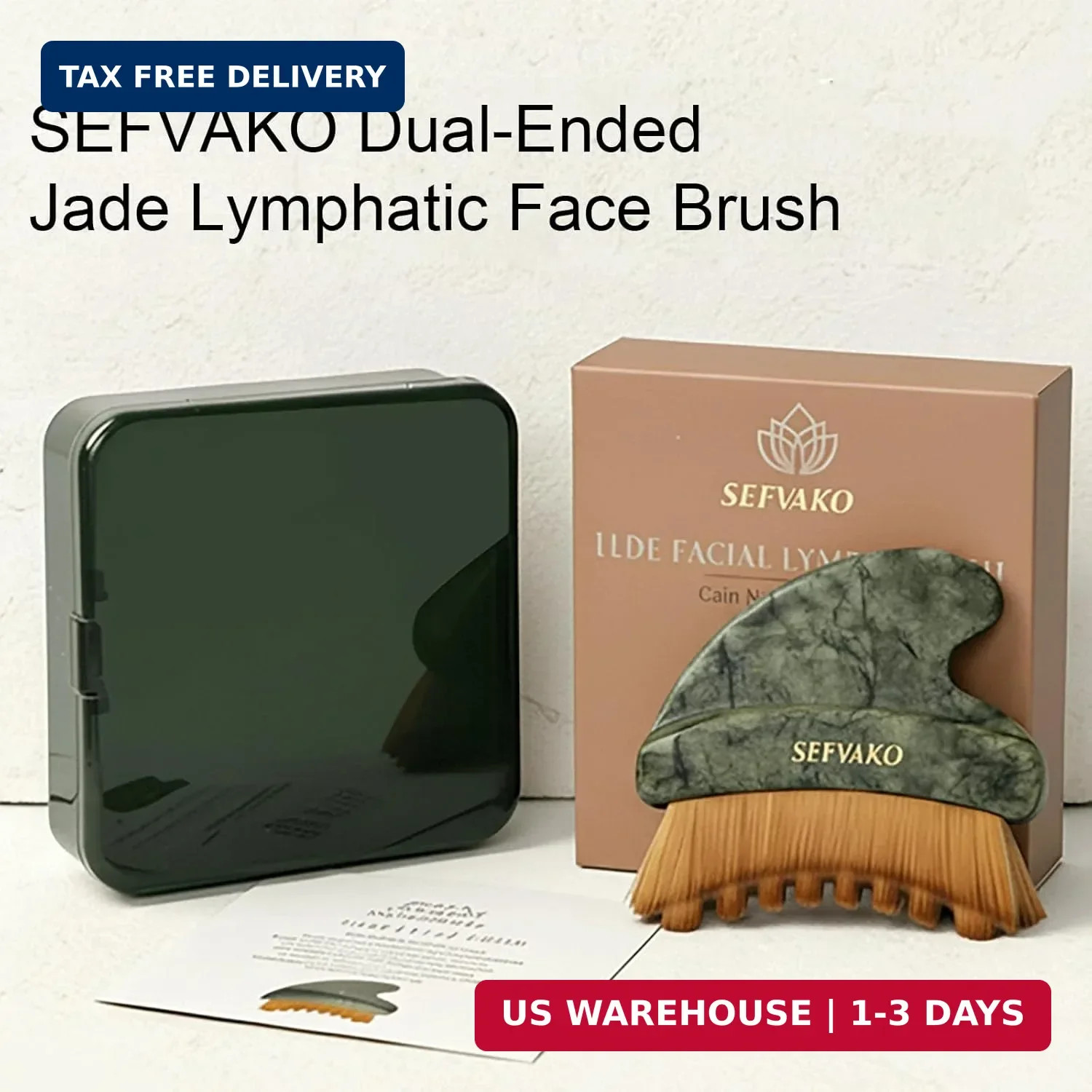 Lymphatic Contour Face Brush, Dual-Ended Dry Brush + Cool-Touch Jade Gua Sha Edg