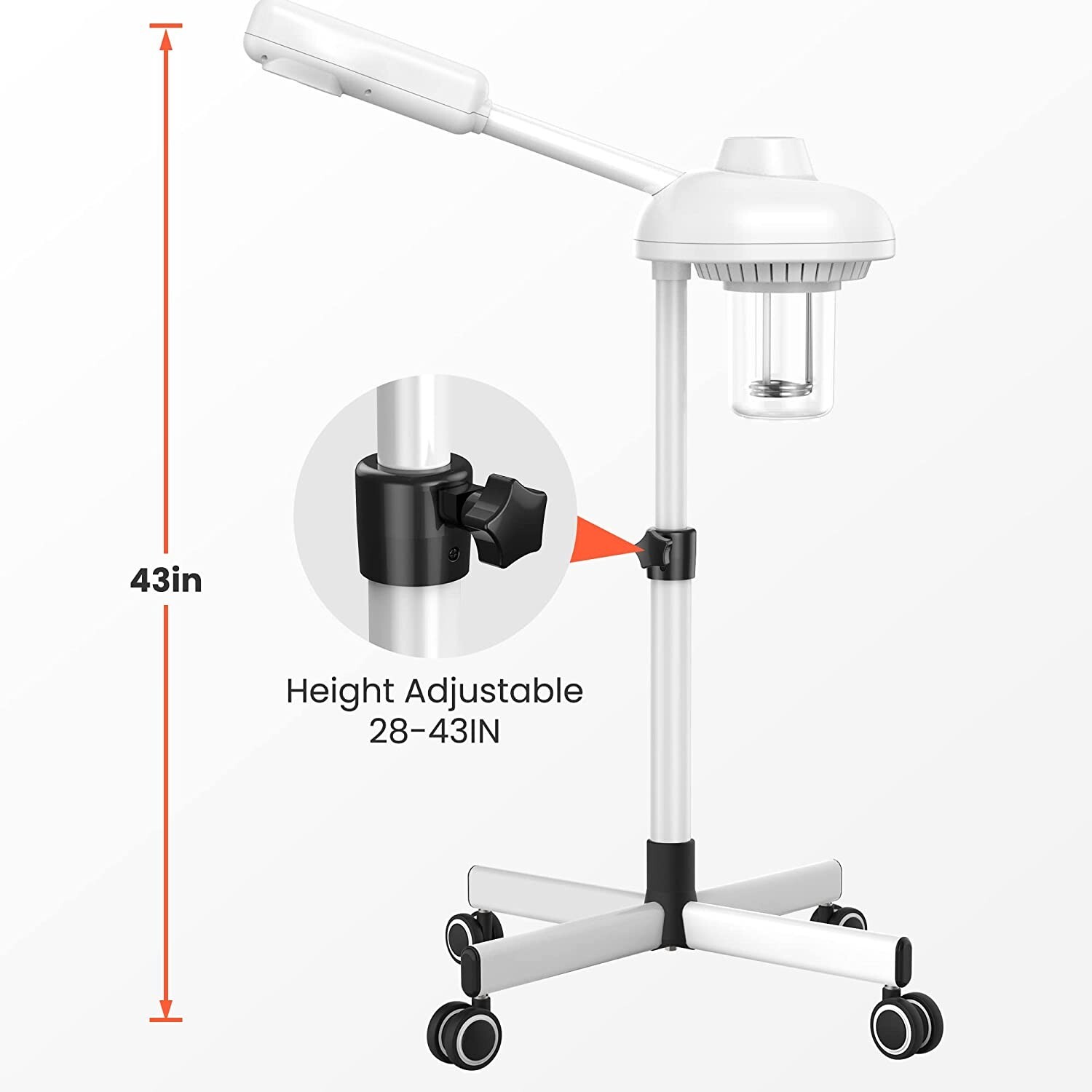 TASALON Facial Steamer on Wheels. Face Steamer kit for Home, Spa, Beauty Clinic.