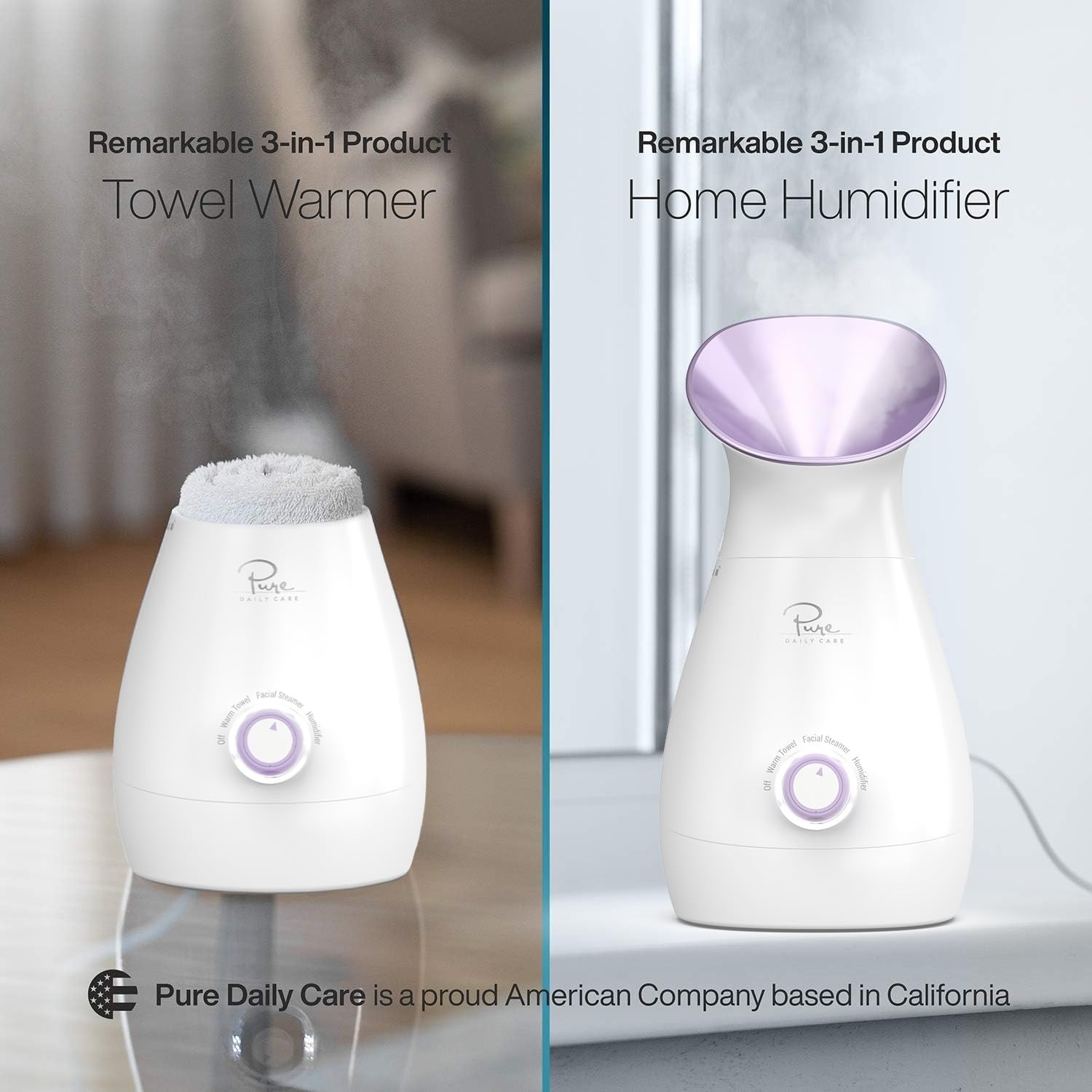 3-in-1 Nano Ionic Facial Steamer – Humidifier, Temp Control, Unclogs Pores, Spa