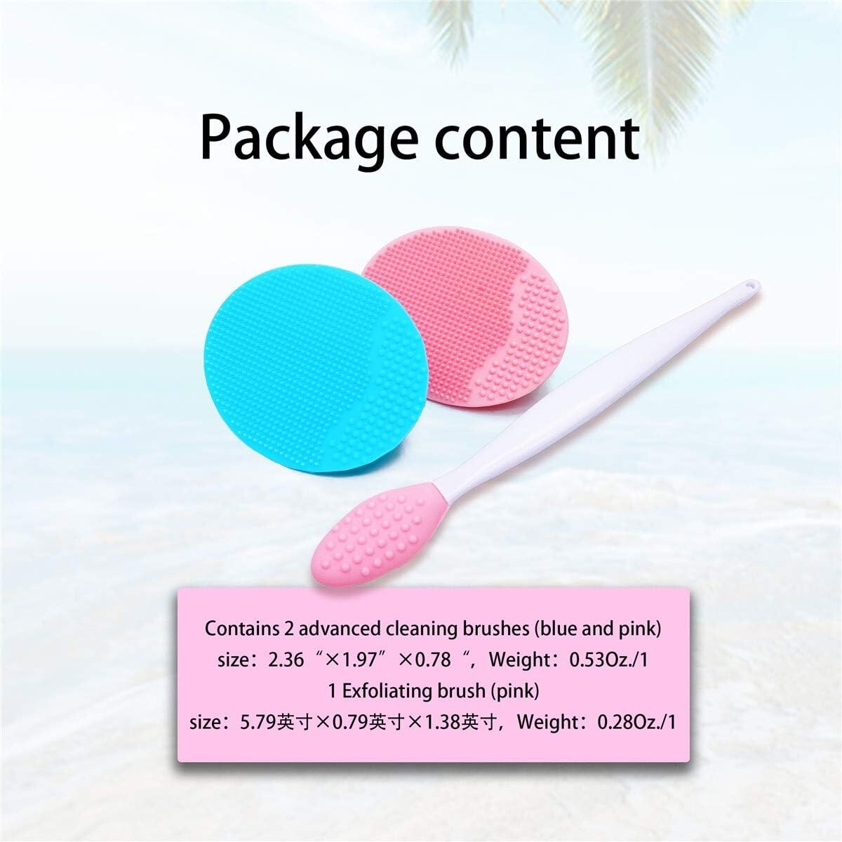 Set of 3 Soft Face Massage Scrubber Manual Facial Cleansing w/Exfoliating Brush