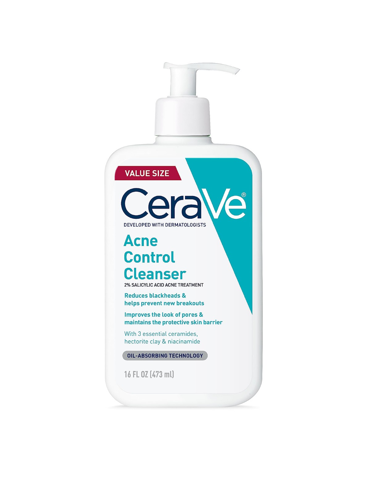 CeraVe Acne Control Cleanser, 2% Salicylic Acid 16 Fl Oz (Pack of 1)