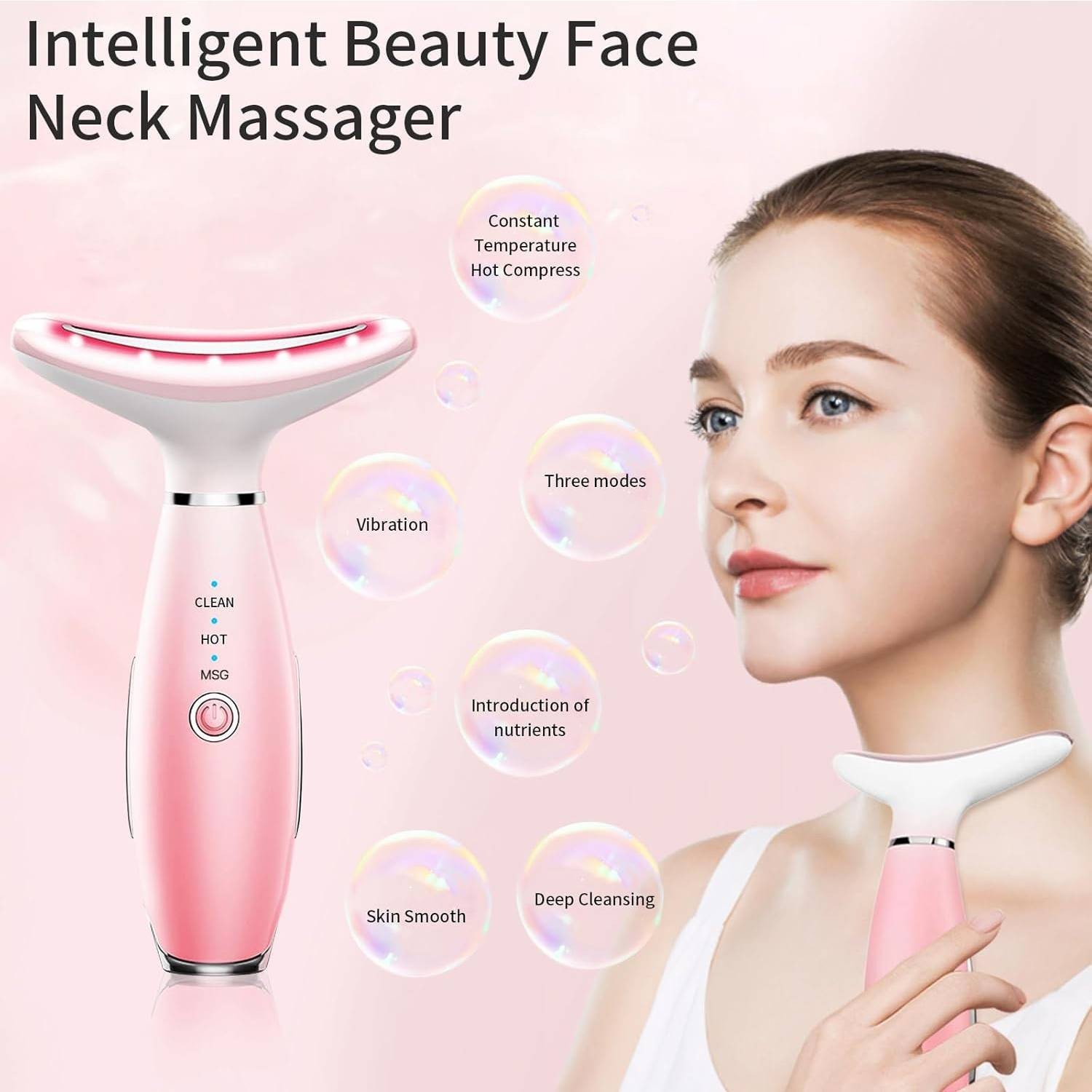 3 in 1 Face Massager Neck Beauty Tool Heating Vibration Skin Care Device