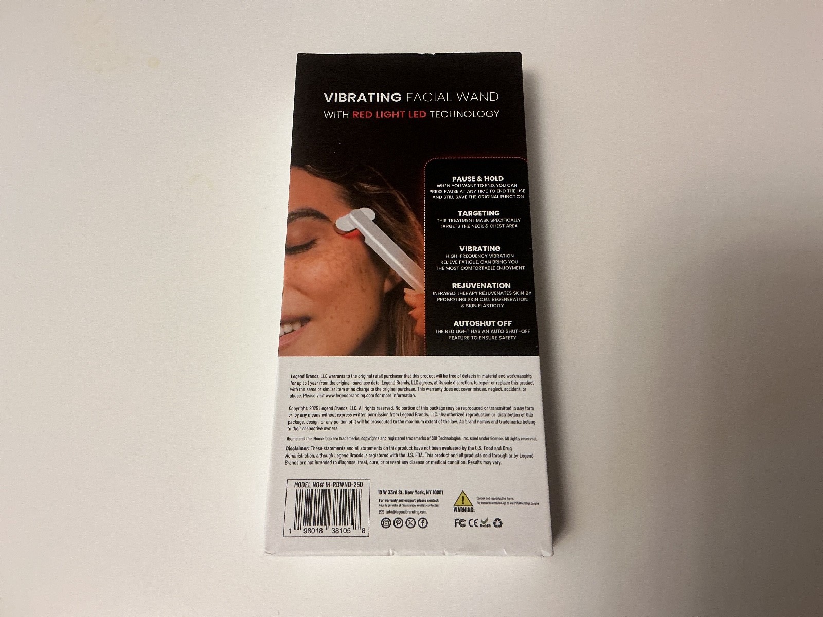 NEW iHome Red Light Therapy Vibrating Facial Wand