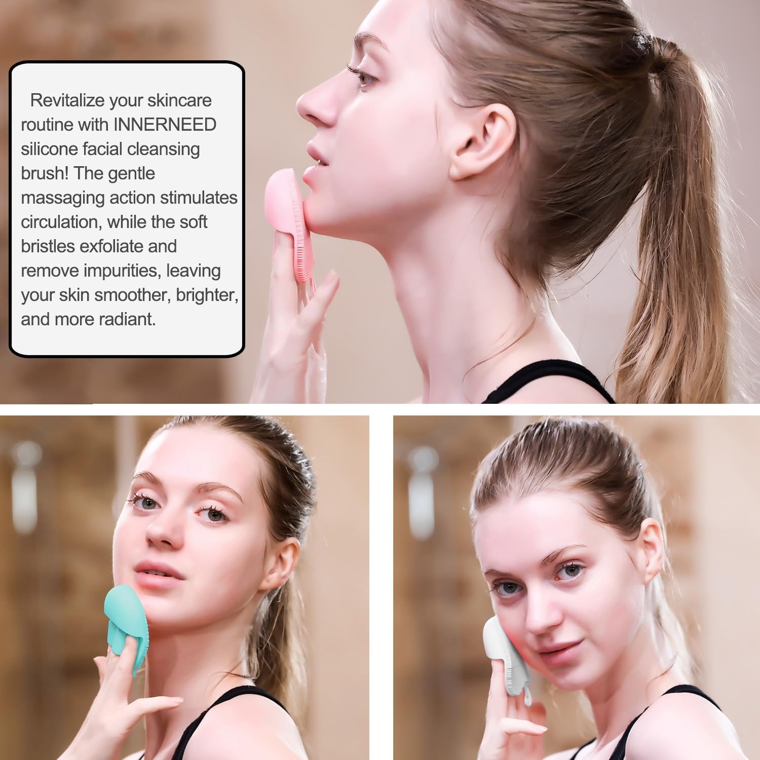 INNERNEED 3 Soft Silicone Facial Exfoliating Brush Pad