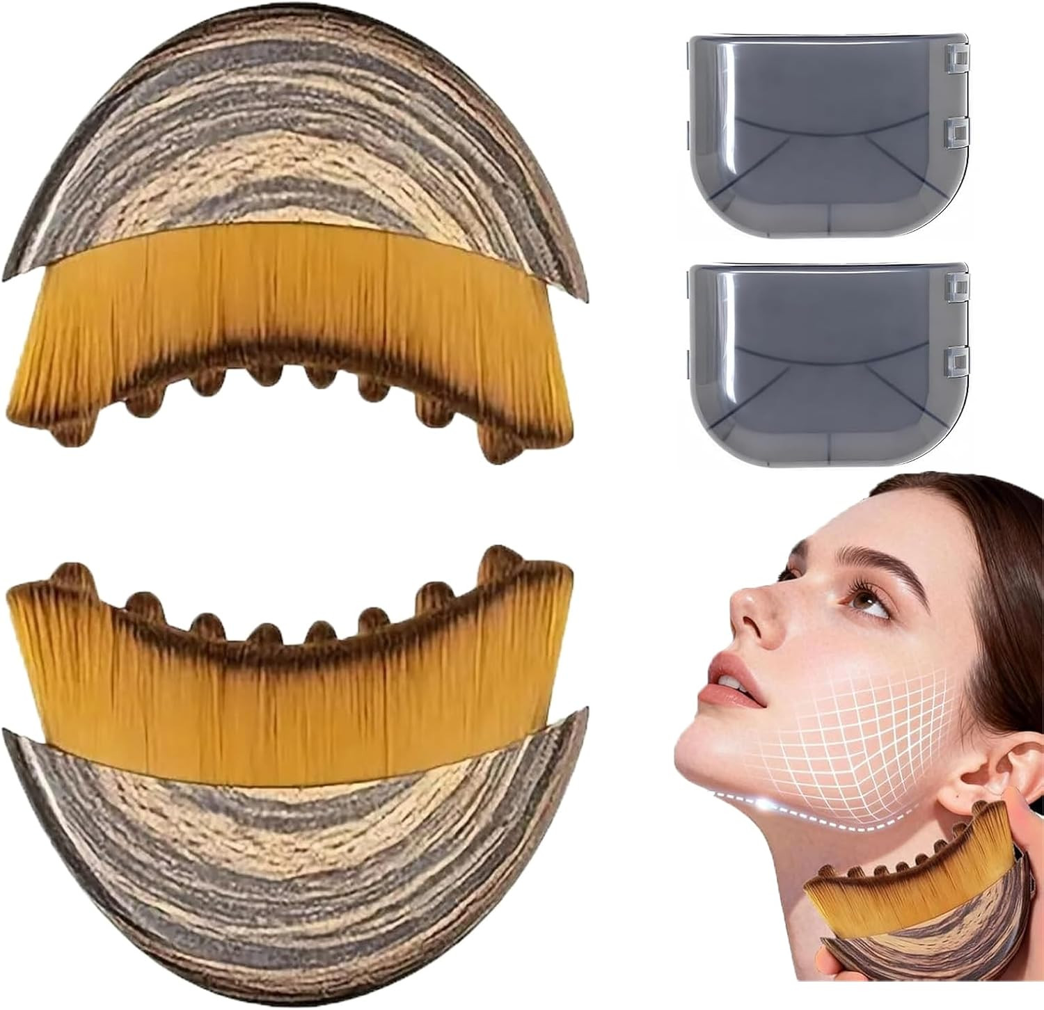 2Pcs Lymphatic Contour Face Brush,Lymphatic Drainage Massager for Sculpting | Gu
