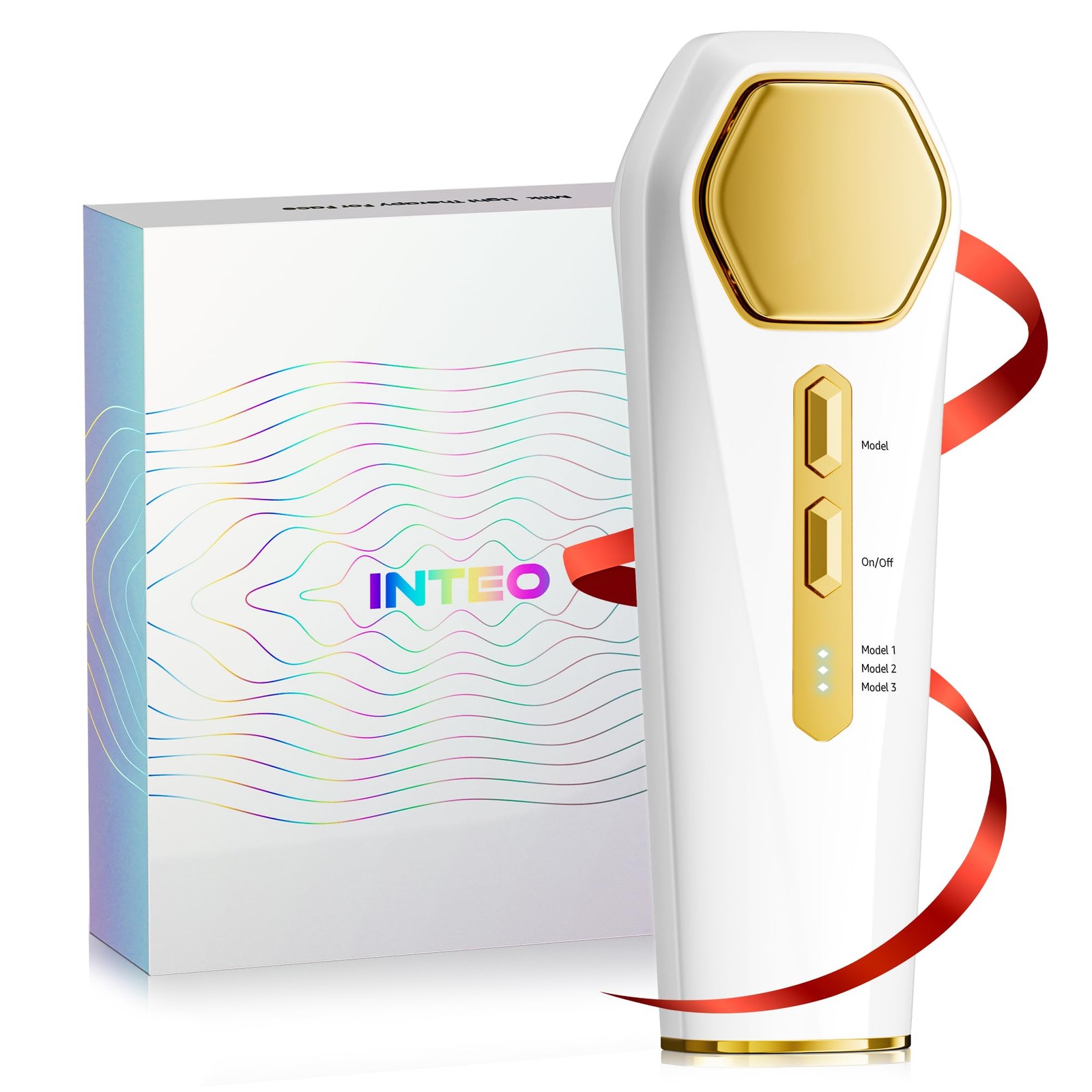 INTEO Multifunctional Facial Massager, Real Glass Glow Device for Face White