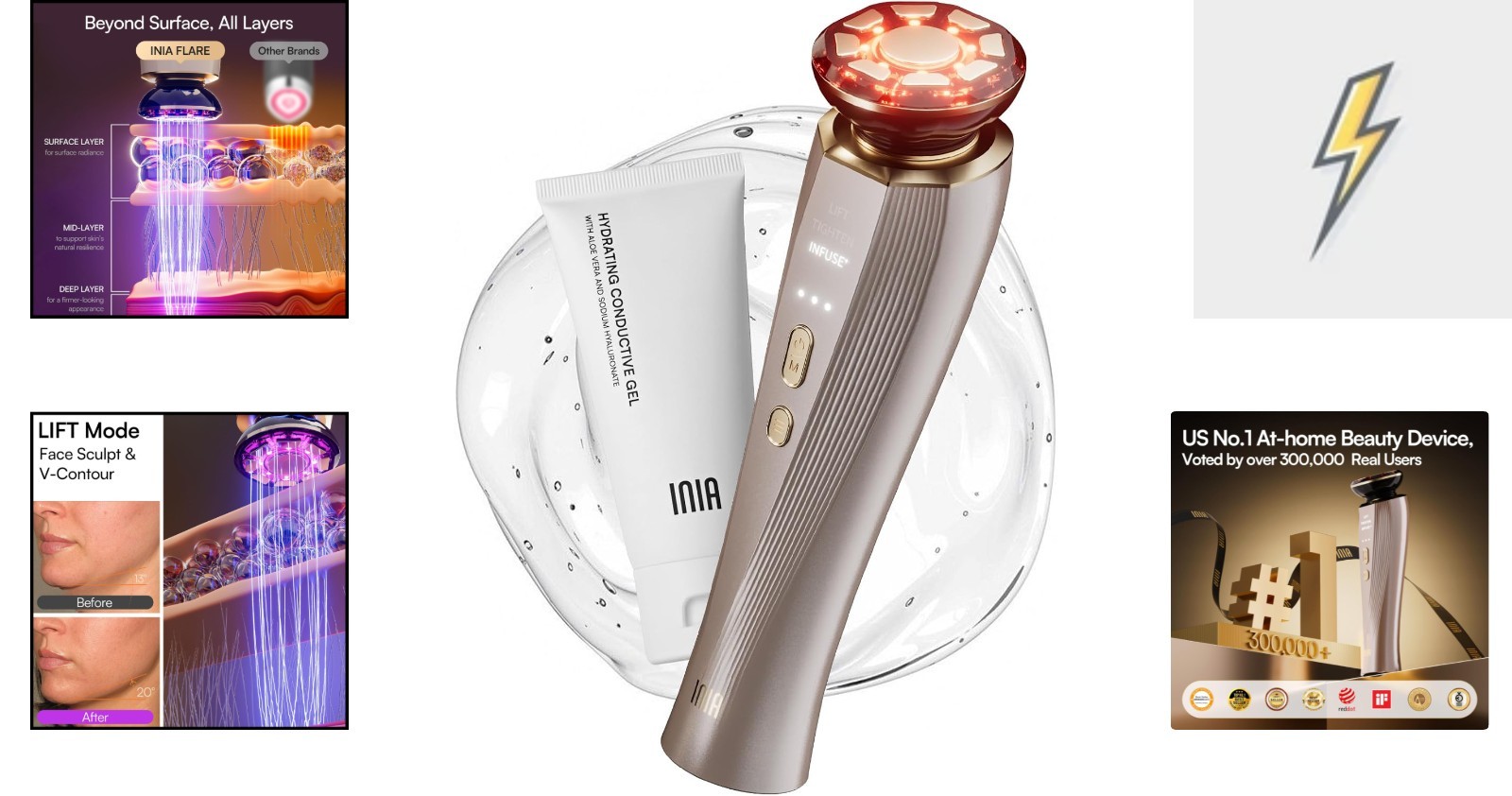 Youthful Radiance: Flare 3-in-1 Facial Device with LIFT, TIGHTEN & INFUSE Modes