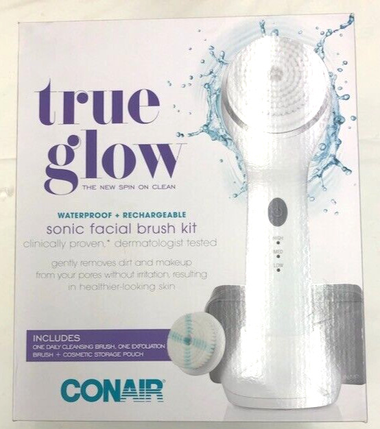 True Glow Sonic Facial Brush Kit by Conair Open Box