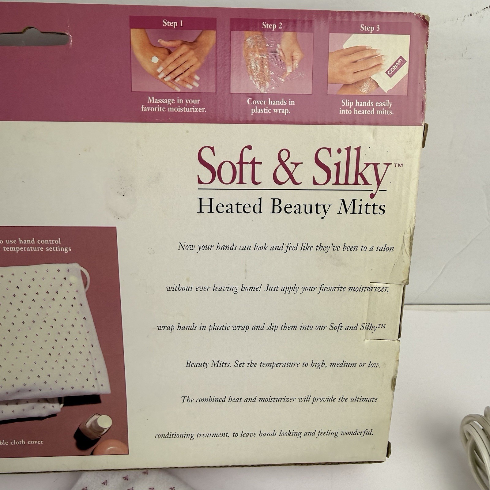 Conair Soft & Silky Heated Beauty Mitts HBM1R Thermal Hand Spa Arthritis OpenBox
