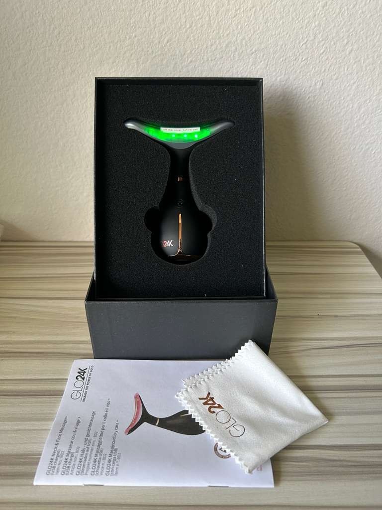 GLO24K Red Light Face & Neck Beauty Device – 3-in-1 Facial Massager Tool LED