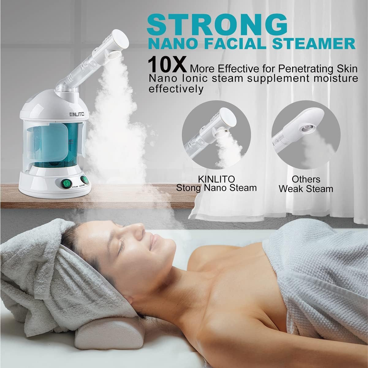 Facial Steamer – Ozone Steamer with 360° Rotatable Arm – 40 Min Steam Time – Hum