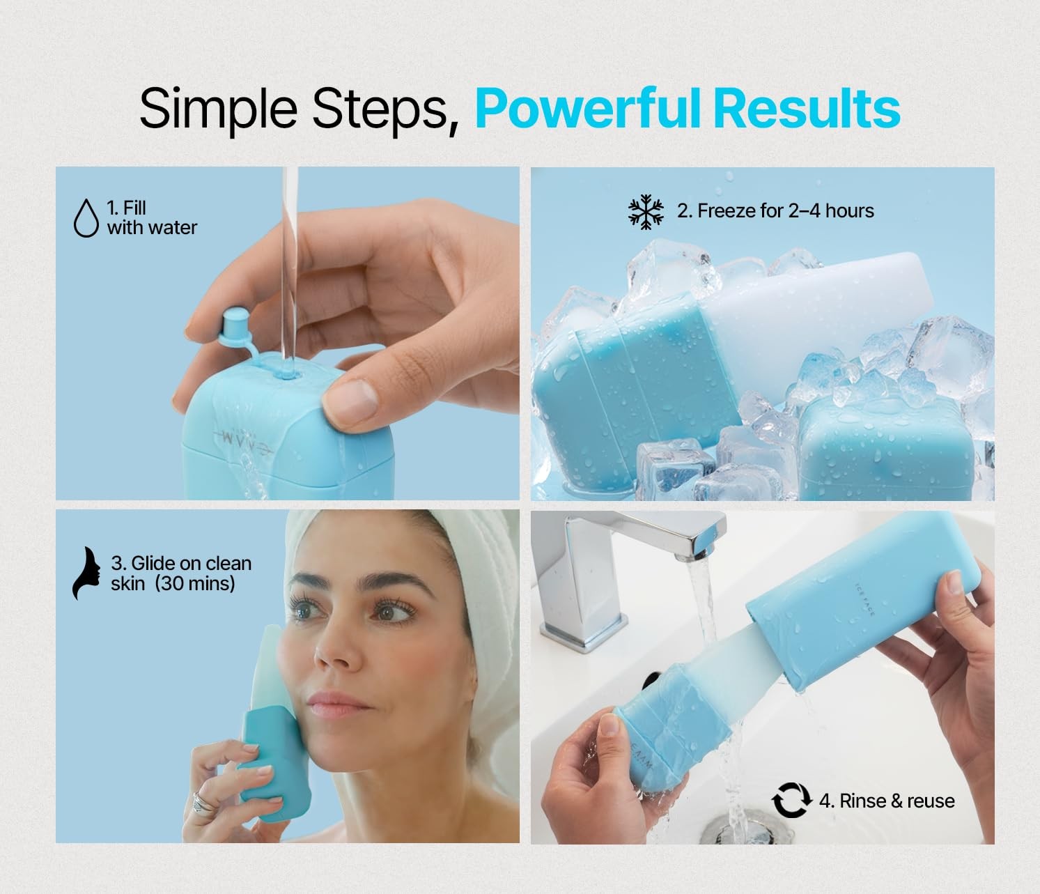 ICE FACE by CAAM BEAUTY | Facial Cryotherapy Roller for “Face & Neck | Blue