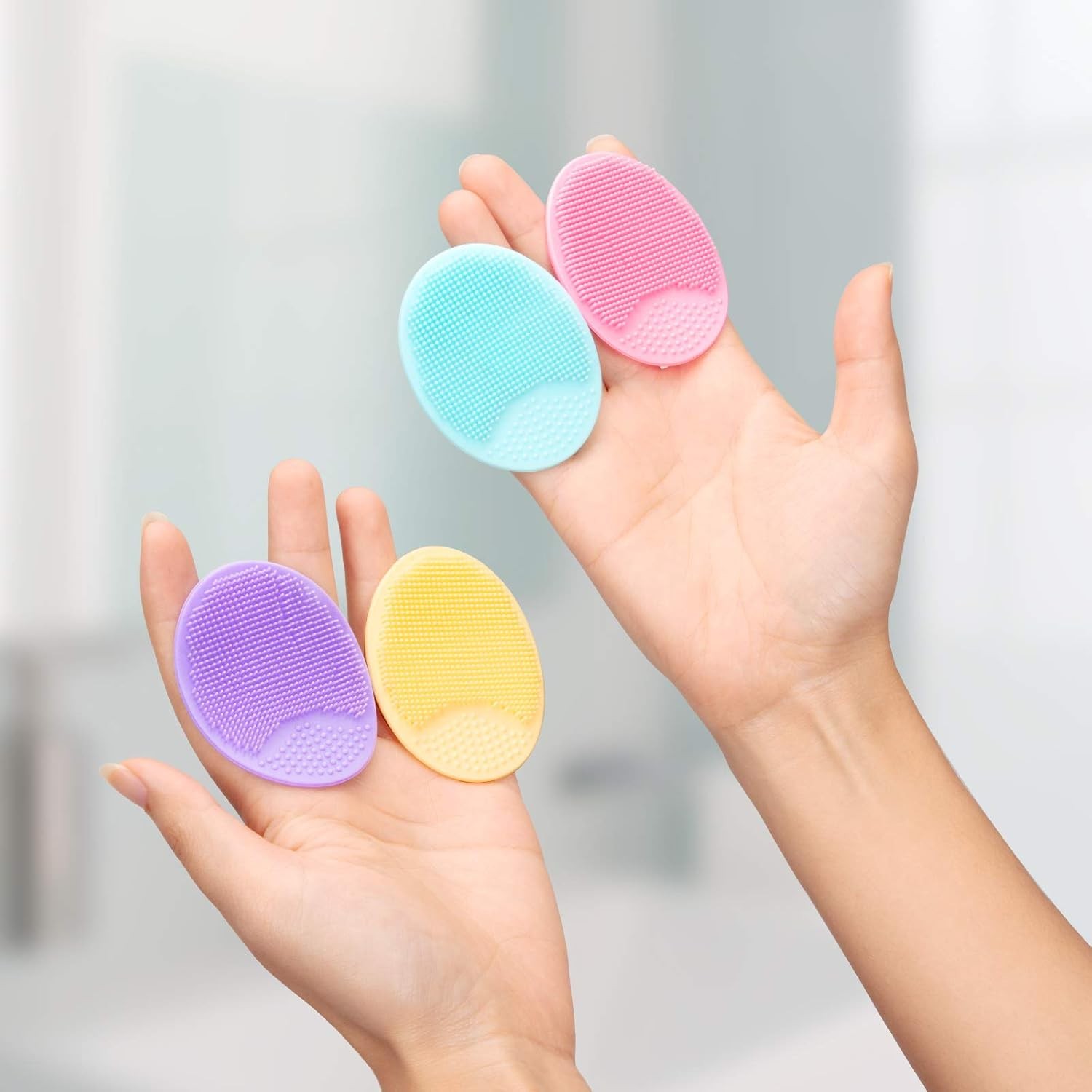 4 Pack Face Scrubber,JEXCULL Soft Silicone Facial Cleansing Brush Face Exfoliato