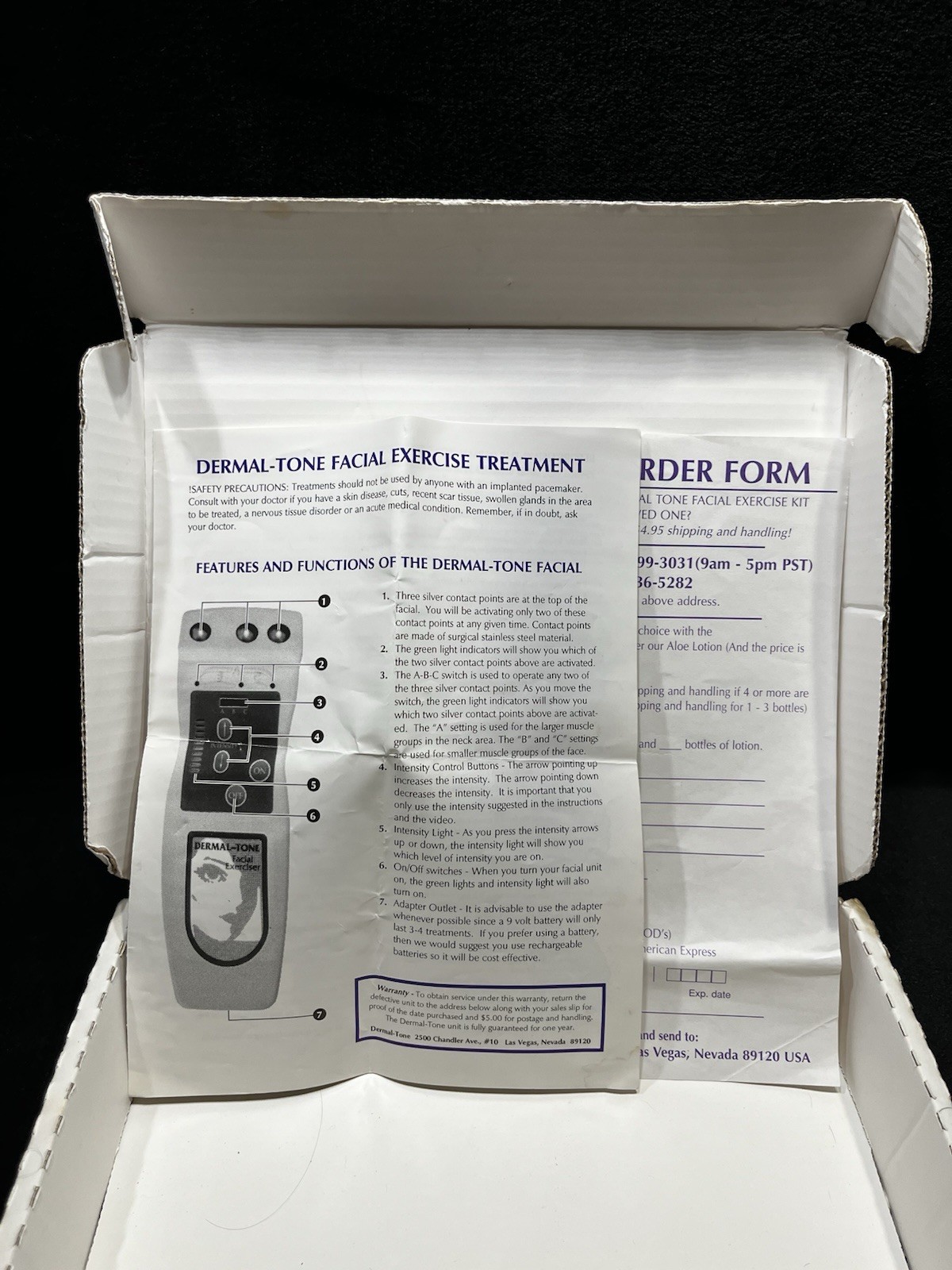 Dermal-Tone Facial Exerciser Treatment COMPLETE W/Power Cord, User Manual, Video