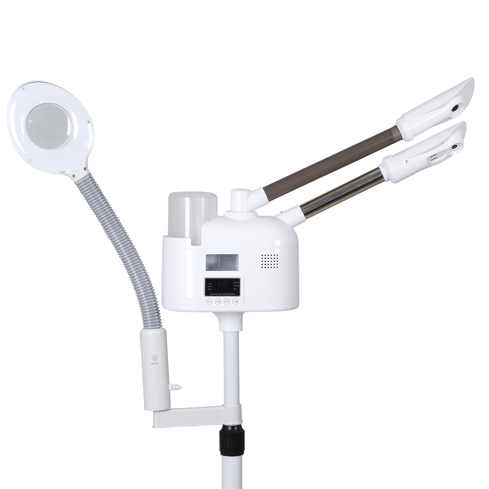 3in1 Facial Steamer on Wheels Ionic Ozone w/5X Magnifying Lamp Hot Mist Function