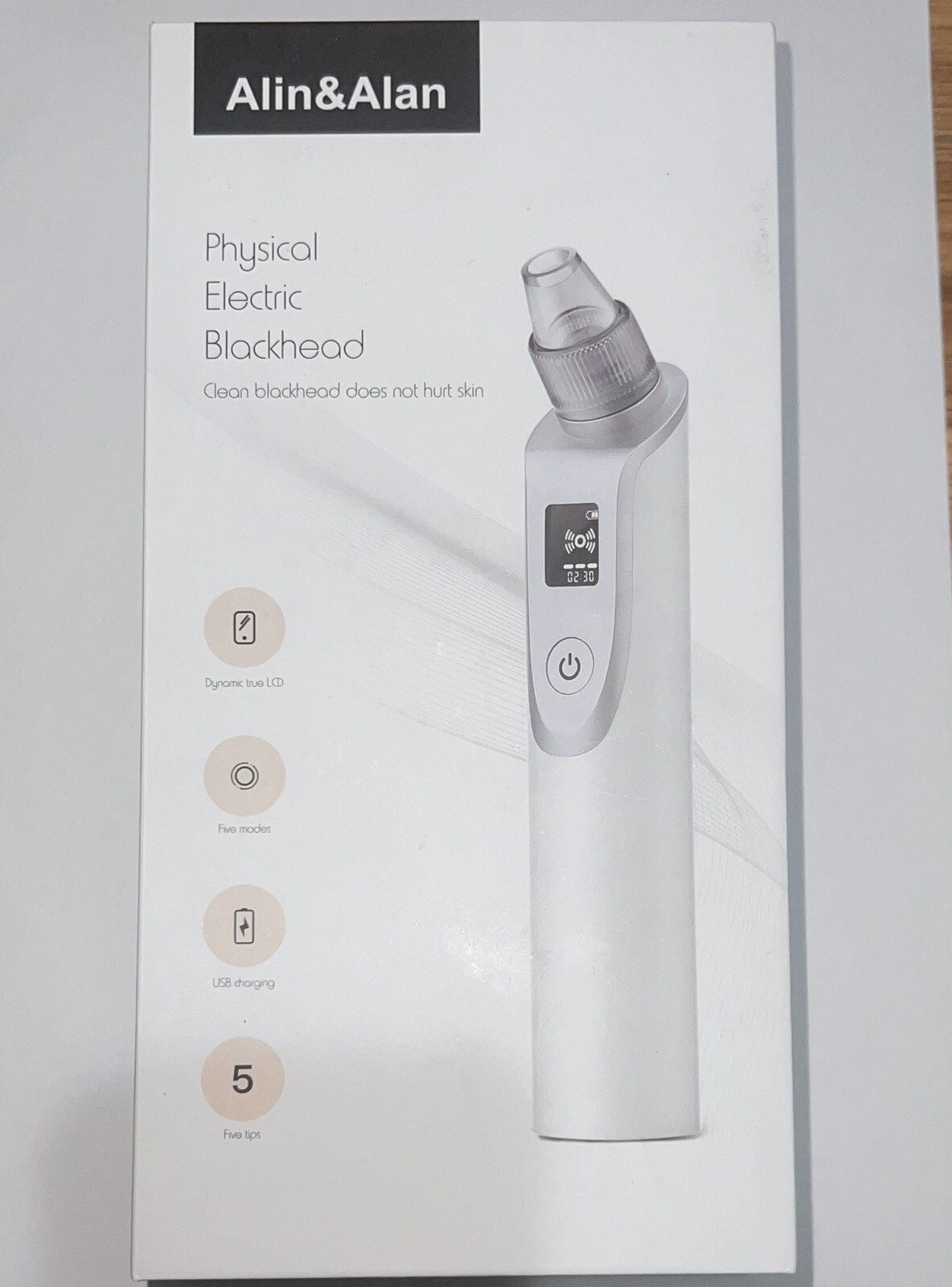 Alin&Alan Physical Electric Blackhead Remover – USB Charge – 5 Tips – 5 Modes
