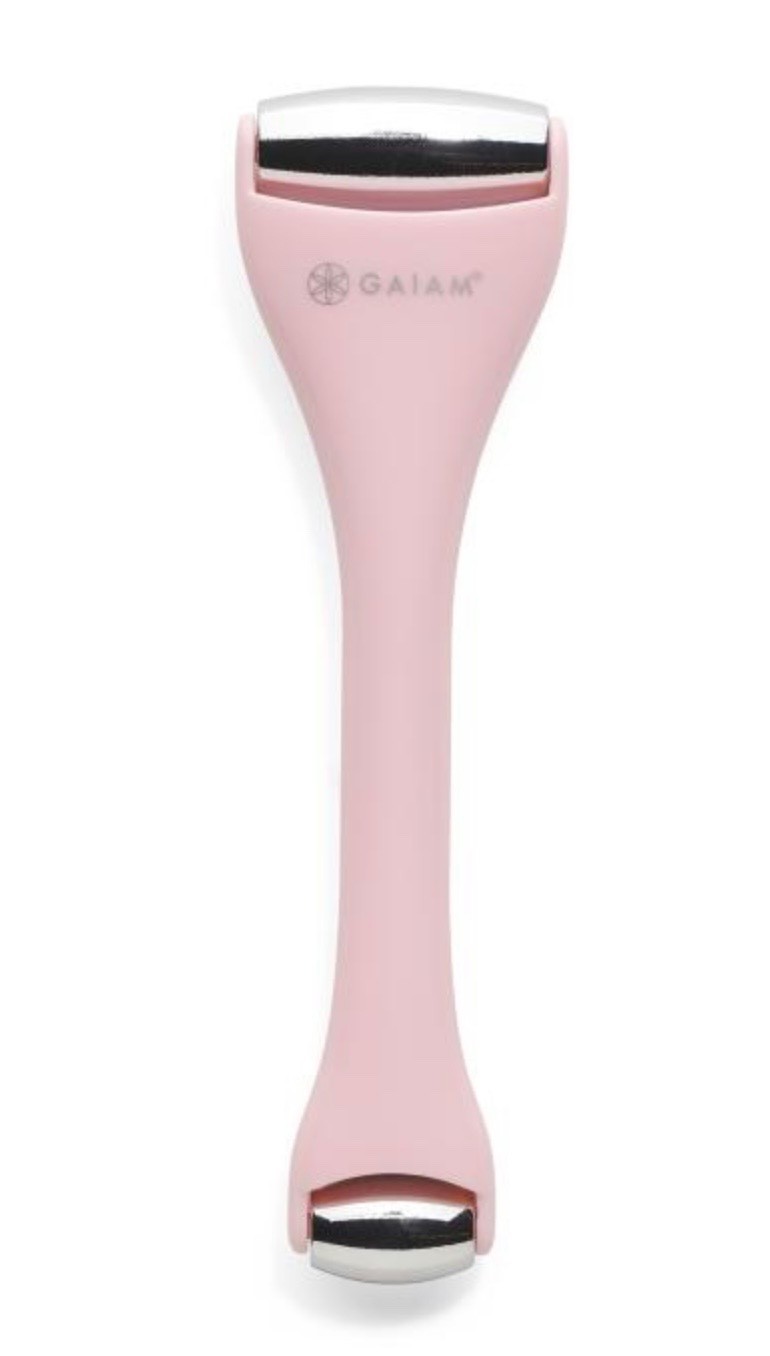 GAIAM | Dual-Ended METAL Facial Roller | PINK – GREEN | Relaxing Massage Roller