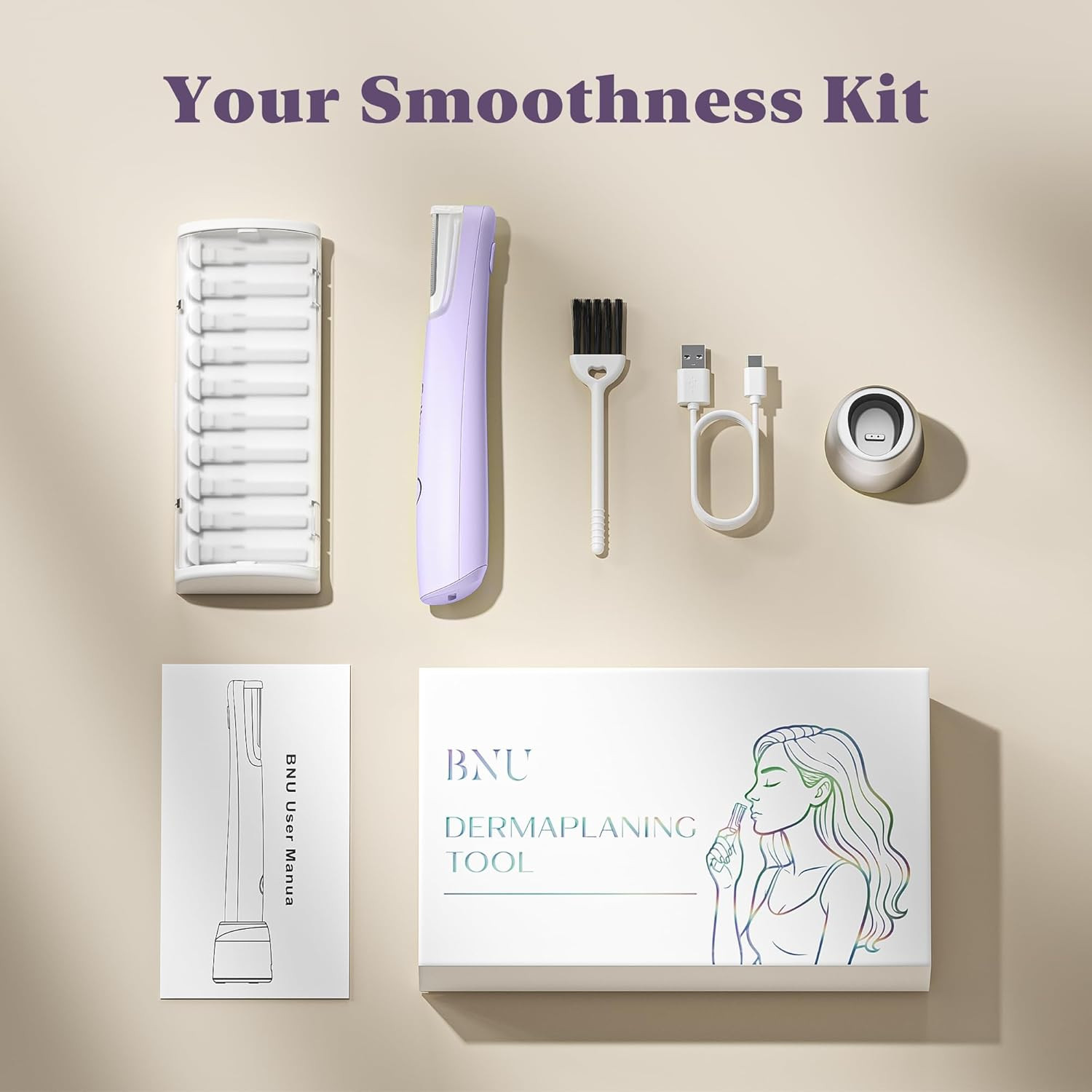 Dermaplaning Tool for Face, Dermaplane Razor for Women Face LED Light Facial Exf