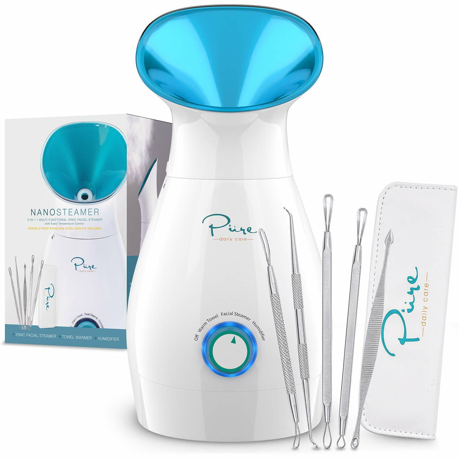NanoSteamer Large 3-in-1 Nano Ionic Facial Steamer with Precise Temp Control – 3