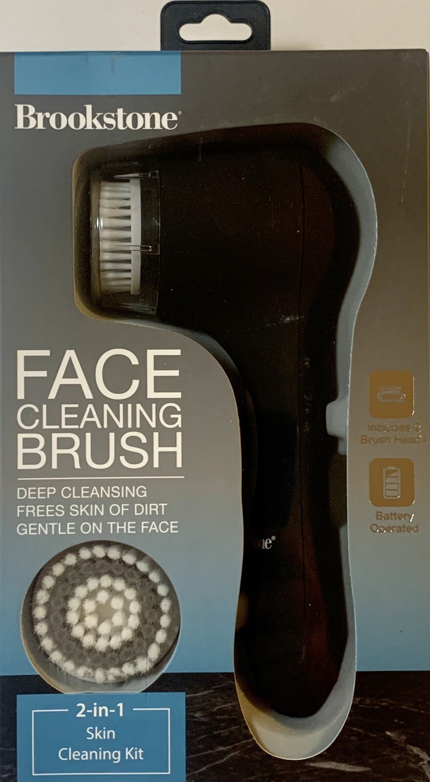 Brand New Brookstone Face Cleaning Brush 2-in-1 Skin Cleaning Kit Waterproof