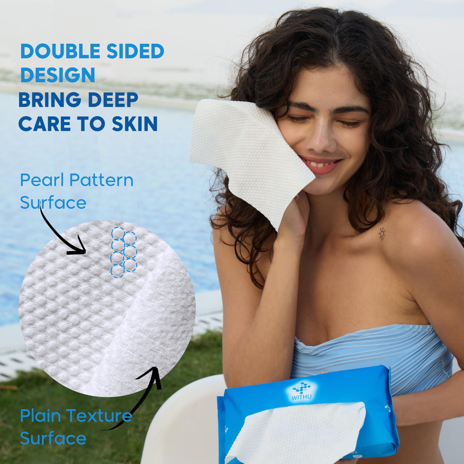 WITHU Disposable Face Towels – Ultra-Soft 20 Count (Pack of 1), White