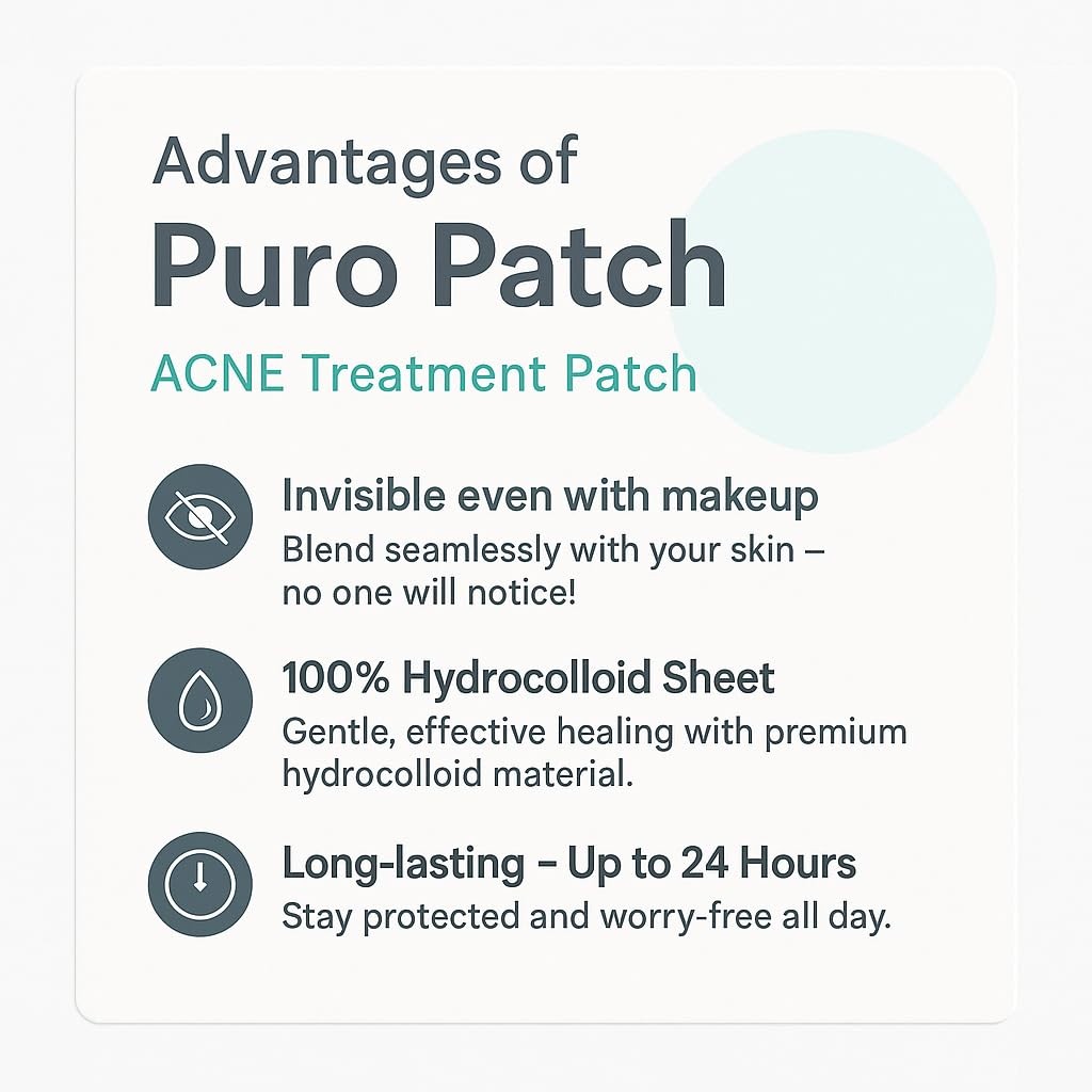 PURO PATCH Acne Treatment Patches, 30Count/PK Hydrocolloid Pimple White