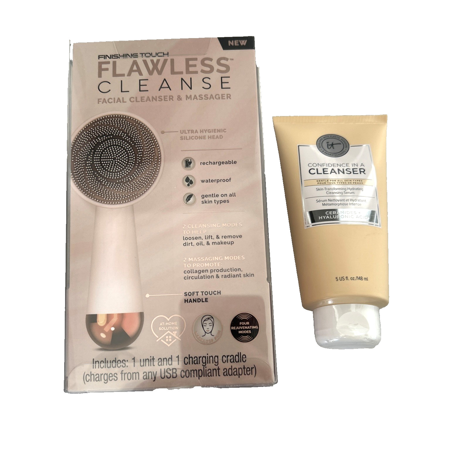 Finishing Touch Flawless Cleanse Facial Massager & IT Gentle Hydrating Cleanser