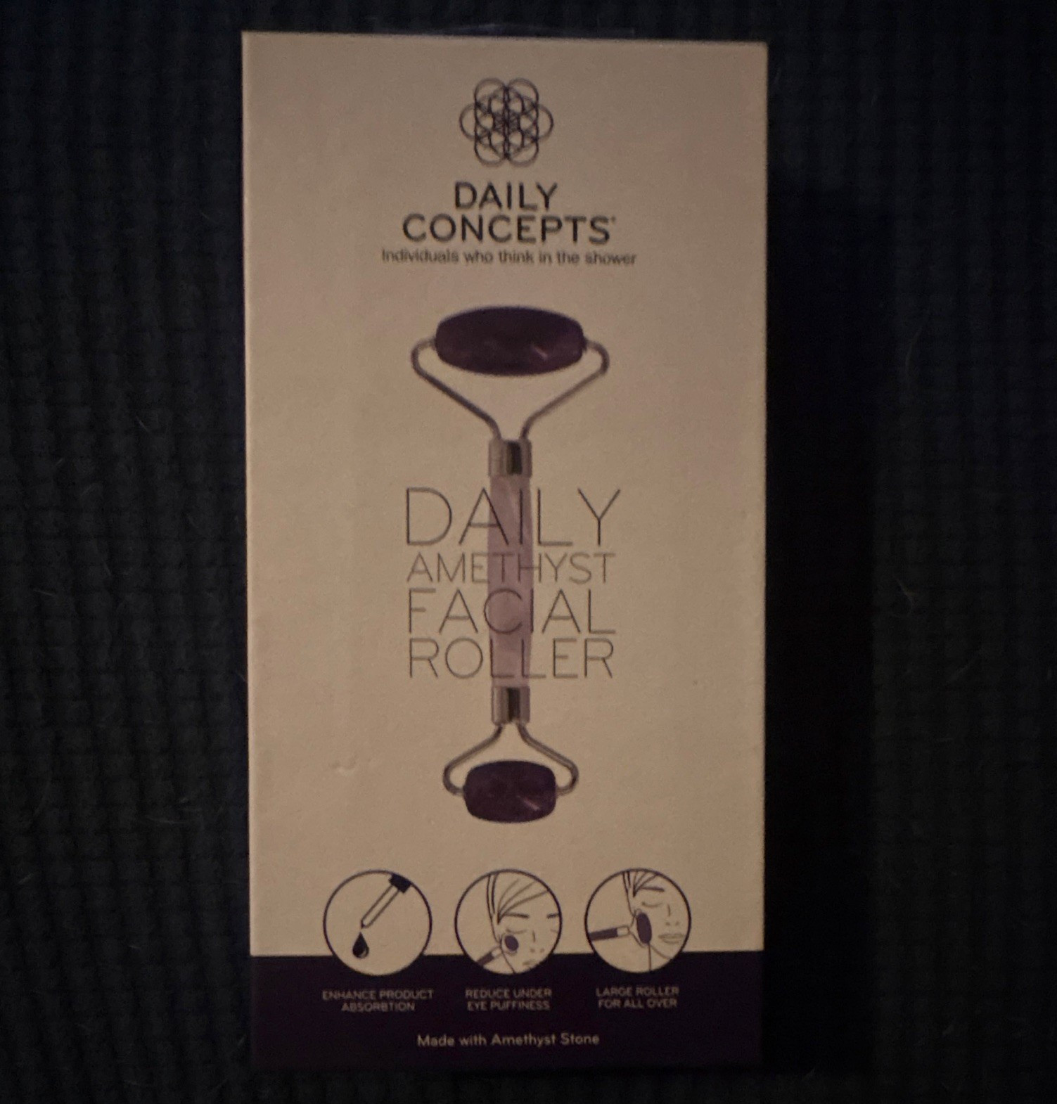 Daily Concepts Daily Amethyst Facial Roller Face Massage Roller Purple Metal