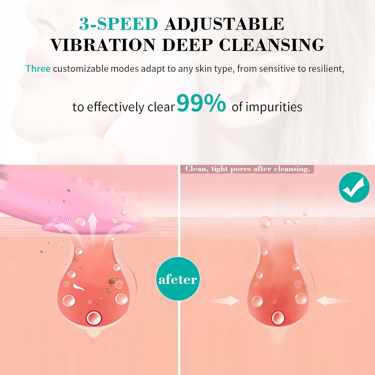 Waterproof Vibrating Exfoliator – Gentle Silicone Face Brush for All Skin Types