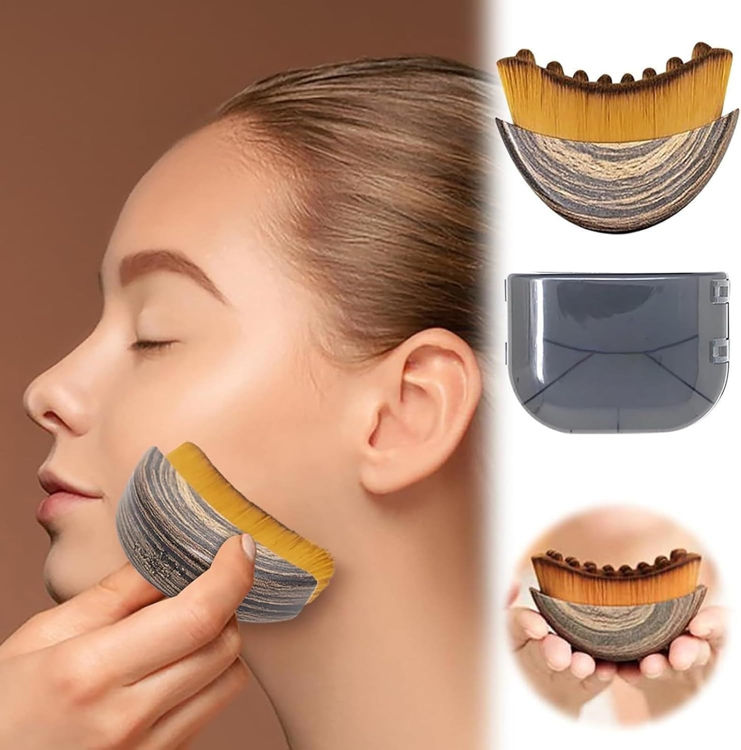 Lymphatic Contour Face Brush – Lymphatic Drainage Tool with Ergonomic Wooden Han