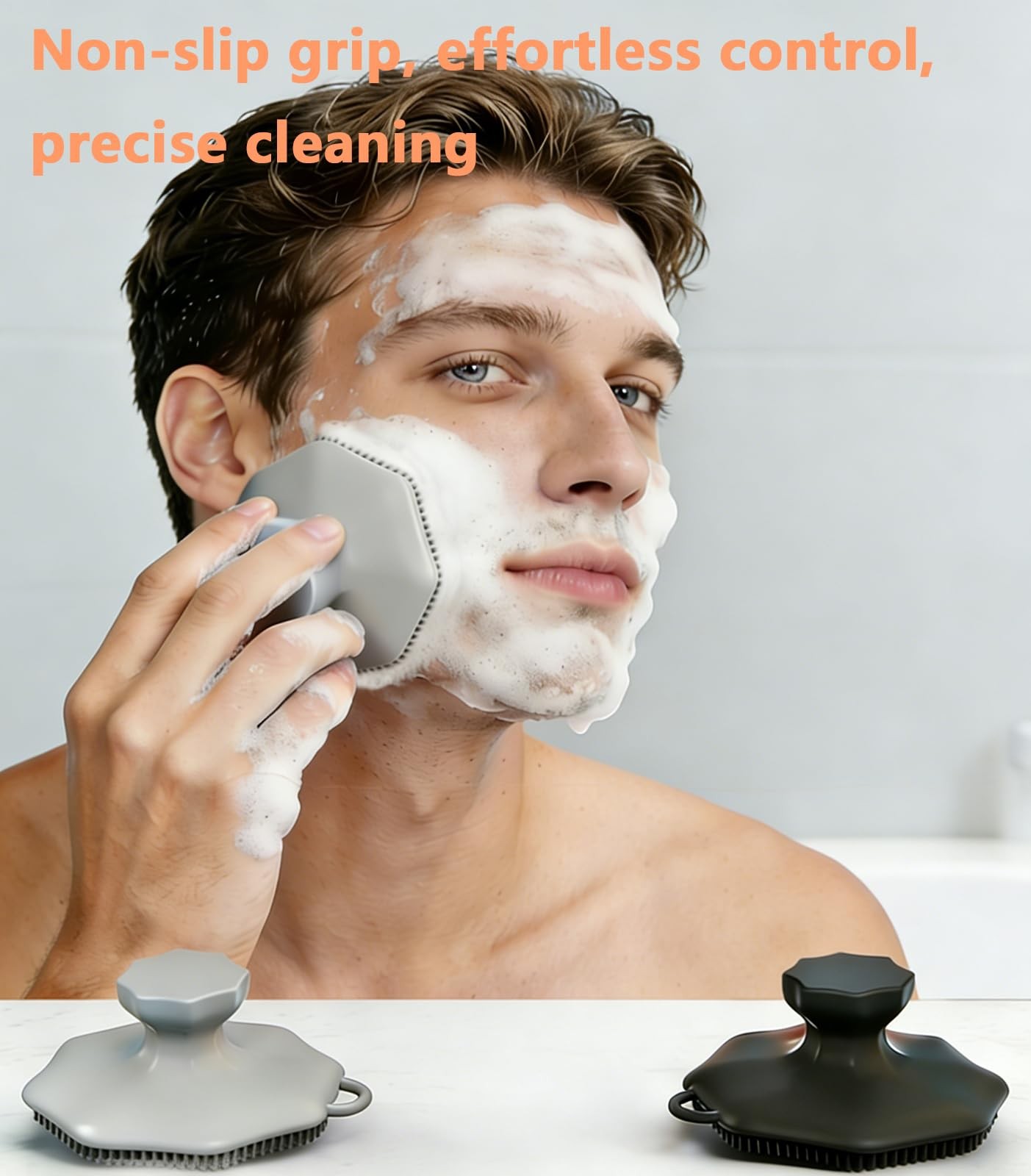 CUVUNUBY 2 Pack Silicone Face Scrubber for Men and Women Black Gray