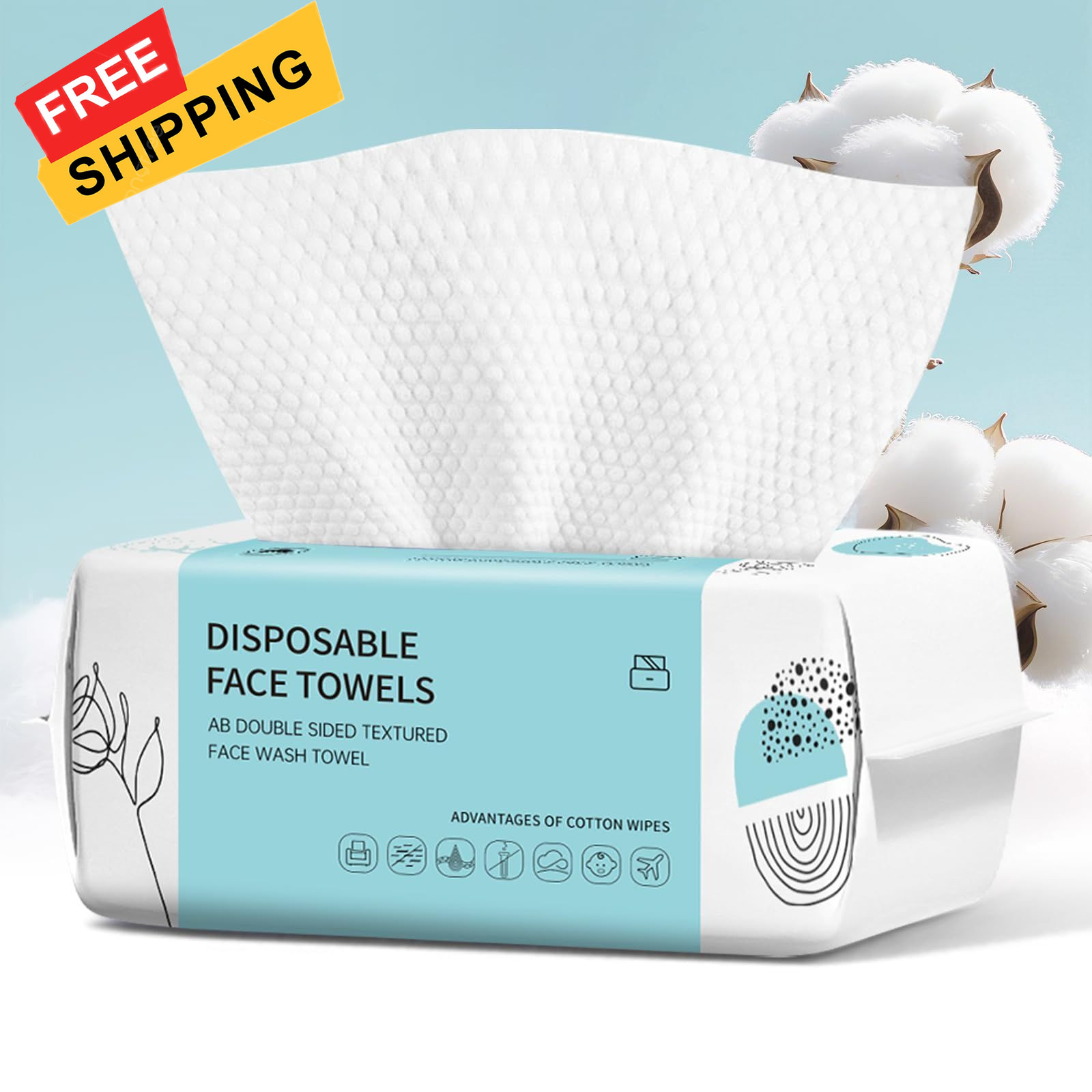 Face Towels, Disposable Towel 100 Count, 100 Count (Pack of 1), White