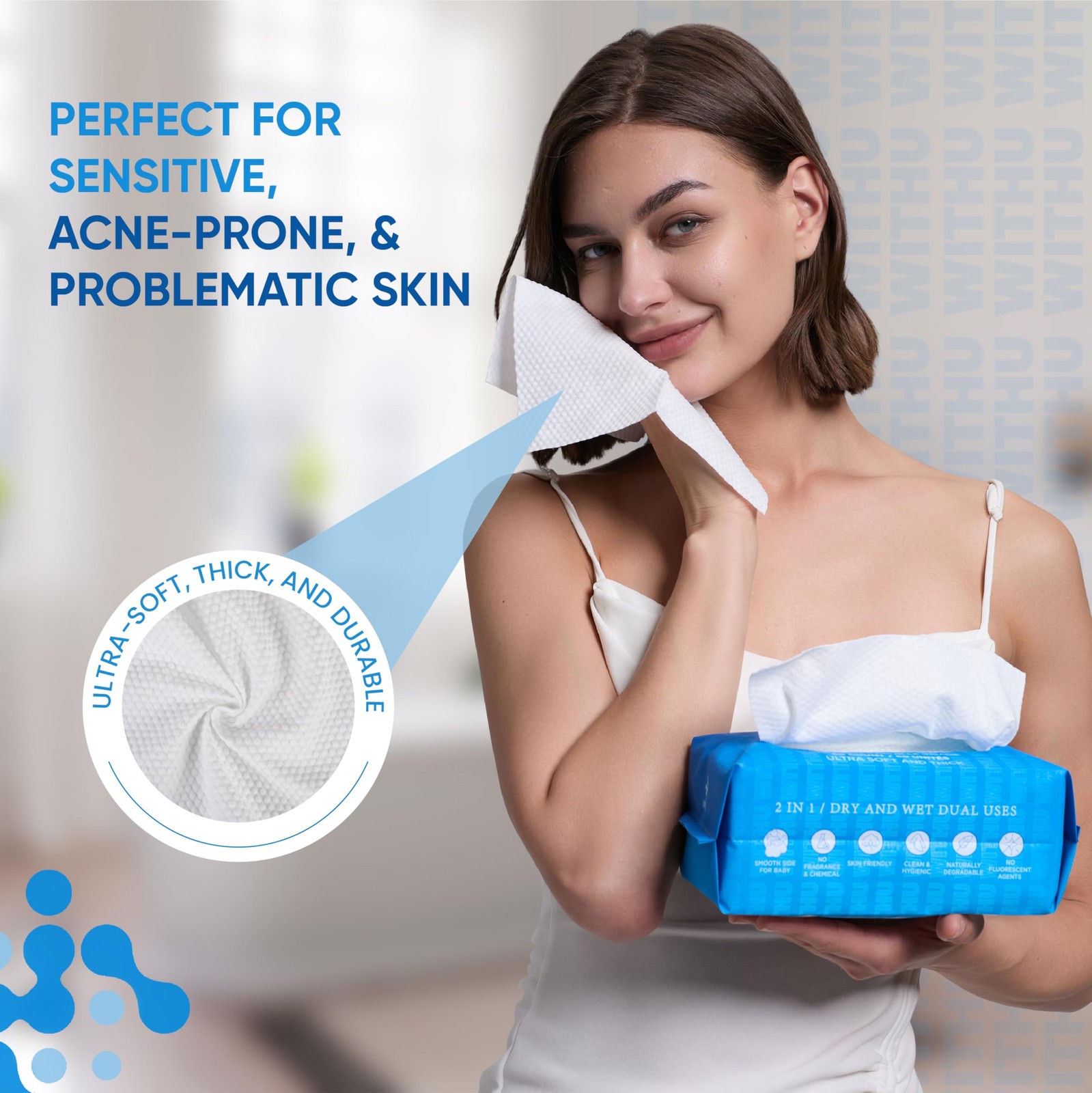 WITHU Disposable Face Towels – Ultra-Soft 20 Count (Pack of 1), White