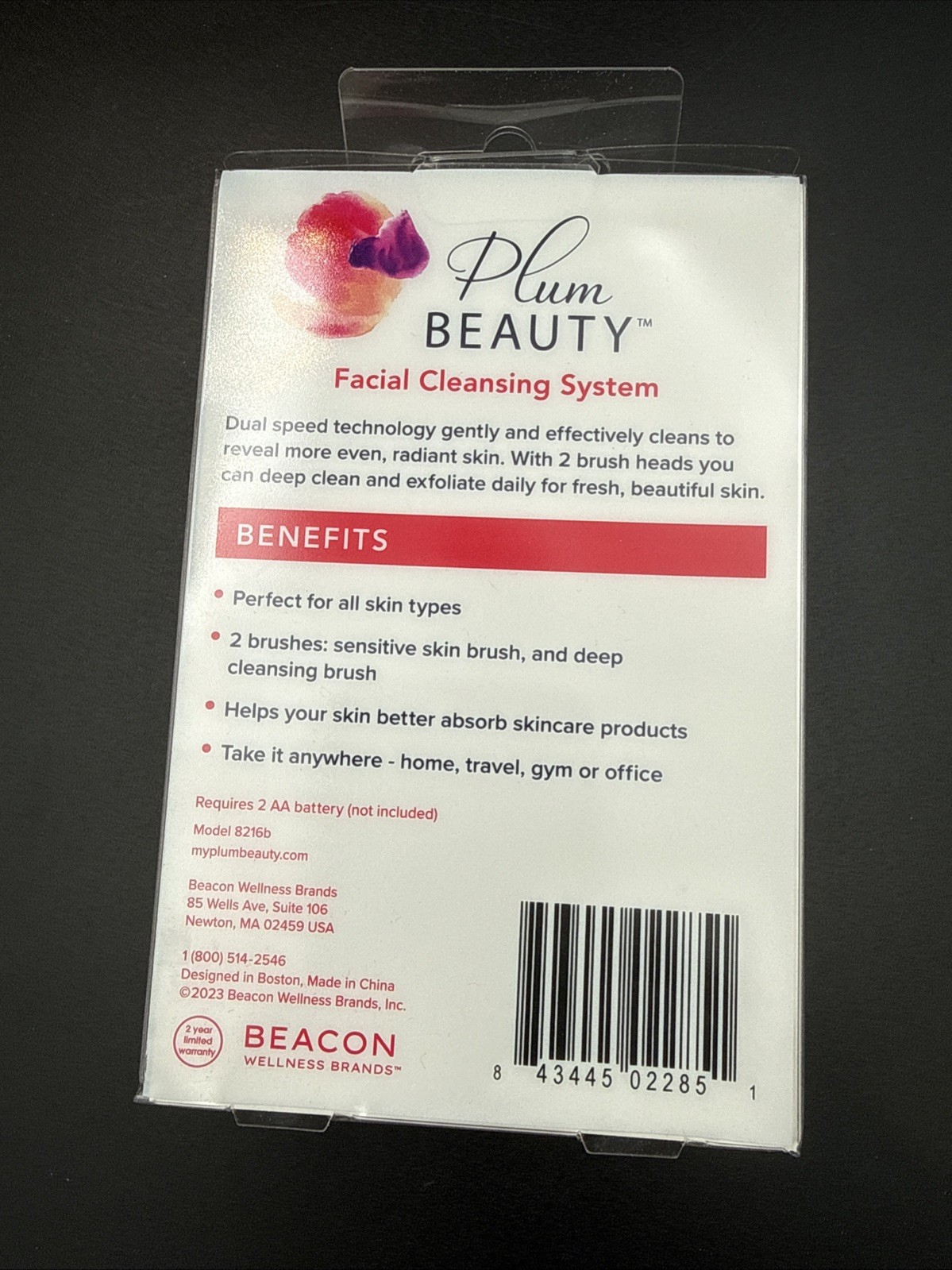 New Plum Beauty Facial Cleansing System 2 Brush Heads NEW