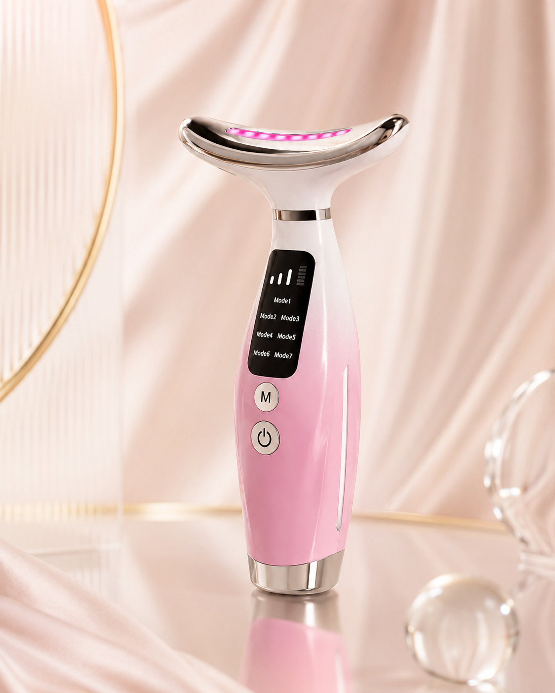 Rechargeable Face & Neck Beauty Device 7 Modes LED Massage Skin Care Tool USB
