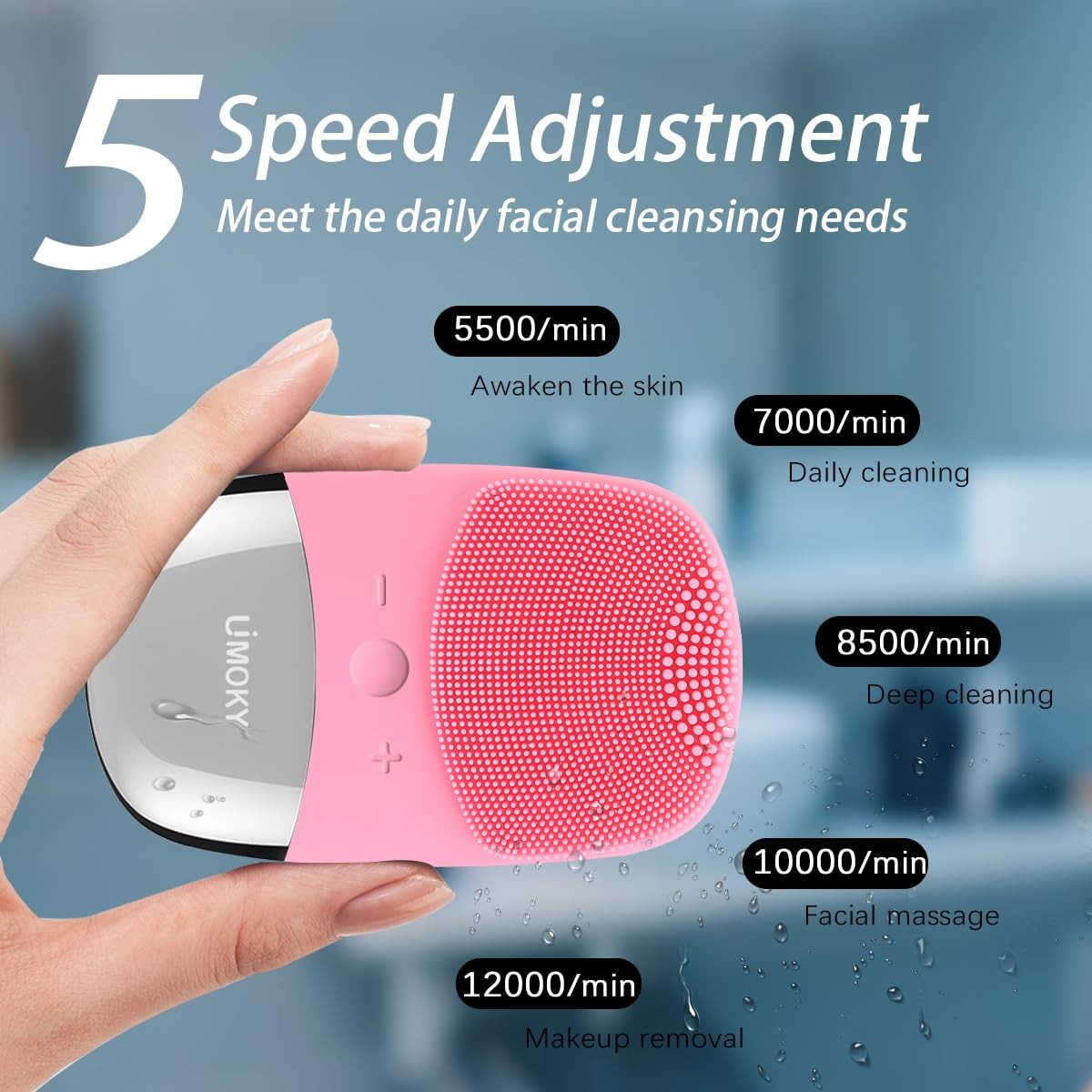 Facial Cleansing Brush, 3-in-1 Electric Silicone Face Scrubber, Vibrating Mas…