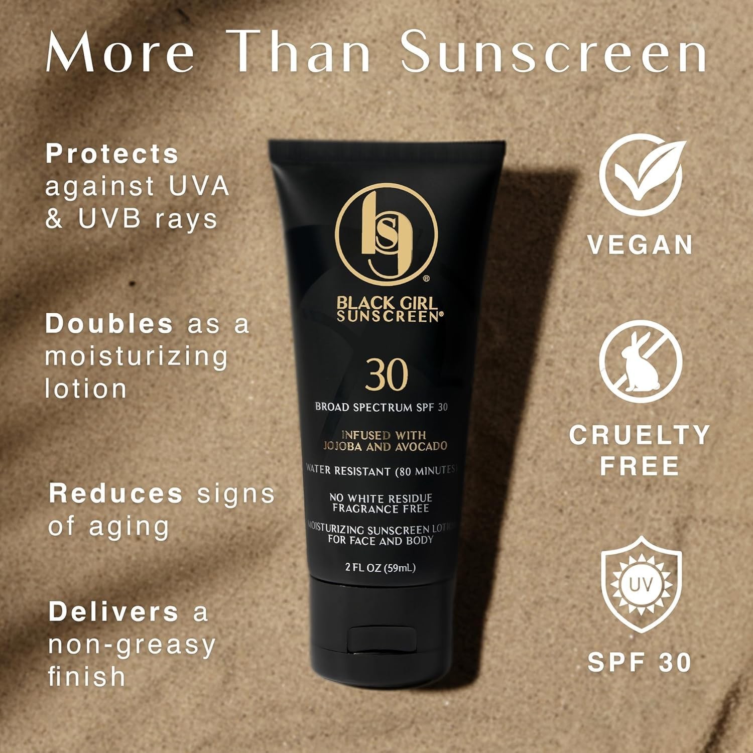 Black Girl Sunscreen SPF 30 for the Face & Body – 2 Fl Oz (Pack of 1), White