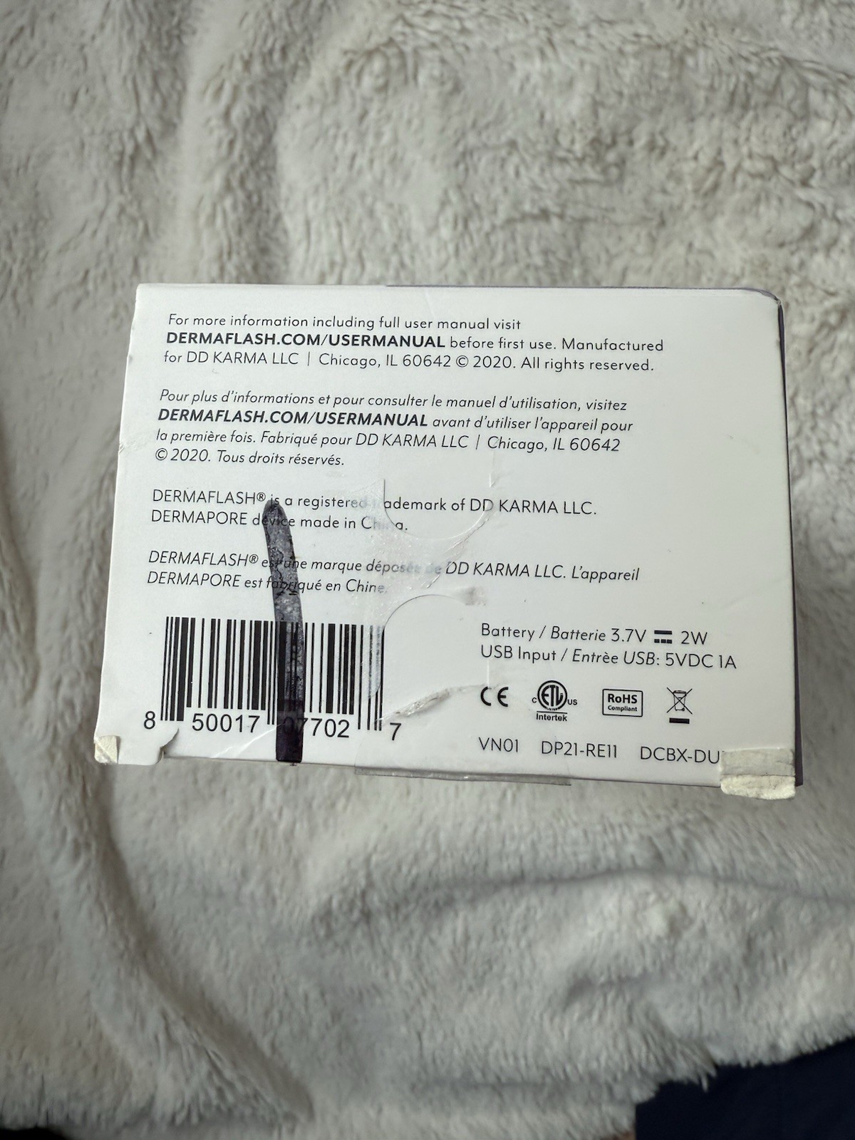NEW DERMAFLASH DermaPore+ Ultrasonic Pore Extractor Lilac