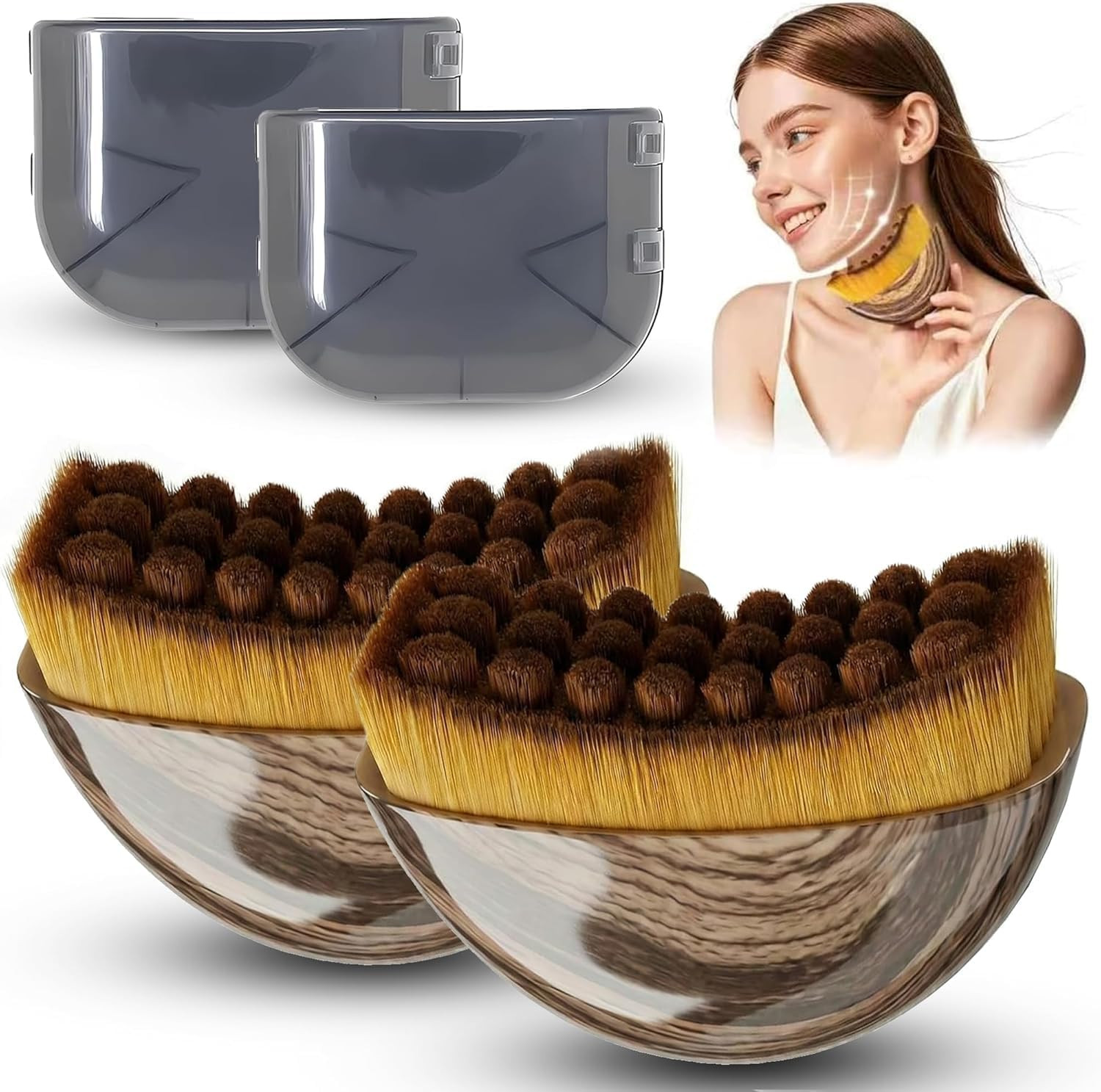 Manual Lymphatic Drainage Face Brush 2 Pack – Contour Tool for Face Sculpting &
