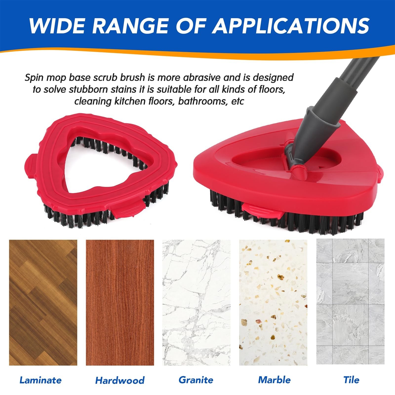 Scrub Brush Head Compatible with O Cedar EasyWring 1-Tank System – Hard Br