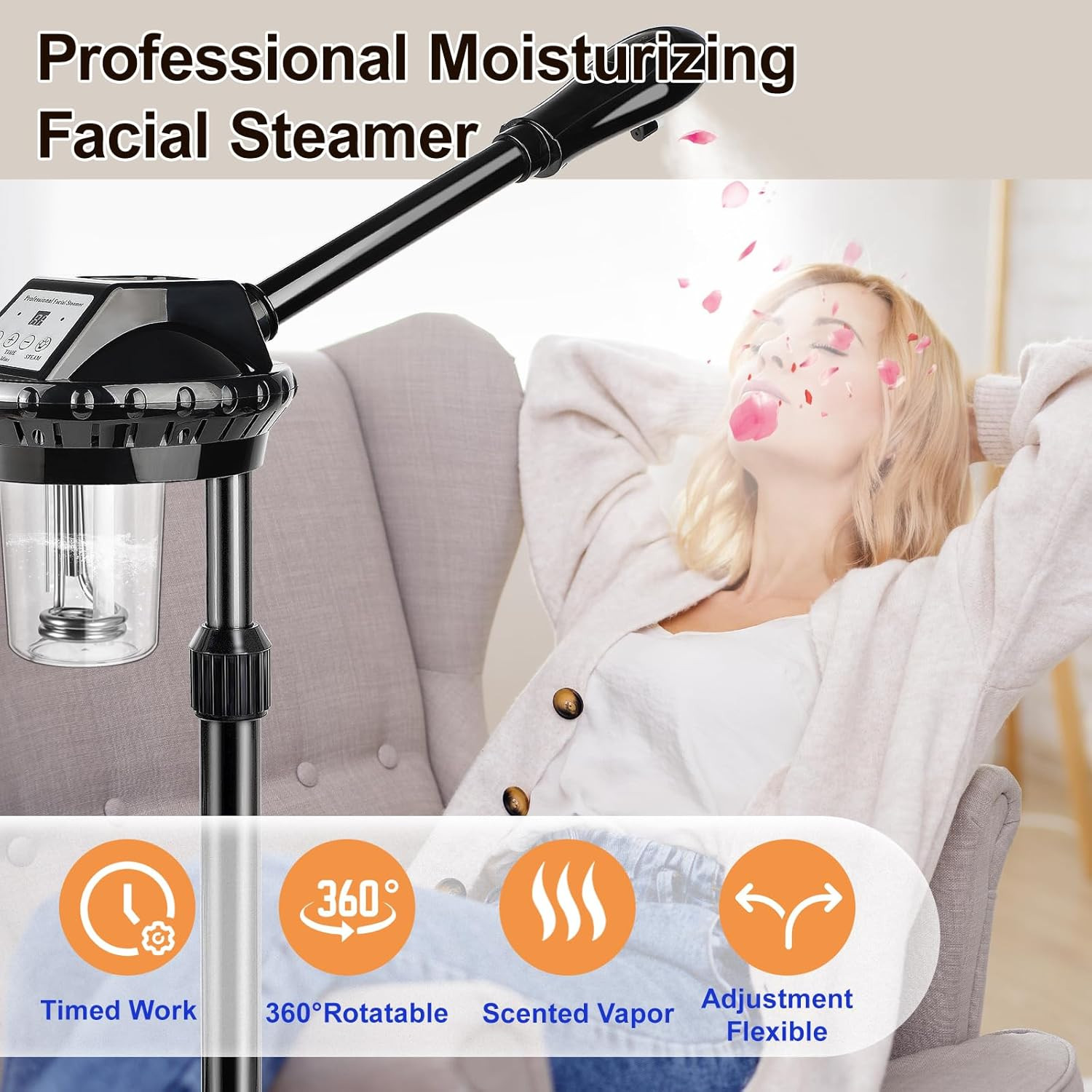 Professional Facial Steamer for Deep Hydration,Ozone Face Steamer with More Stea
