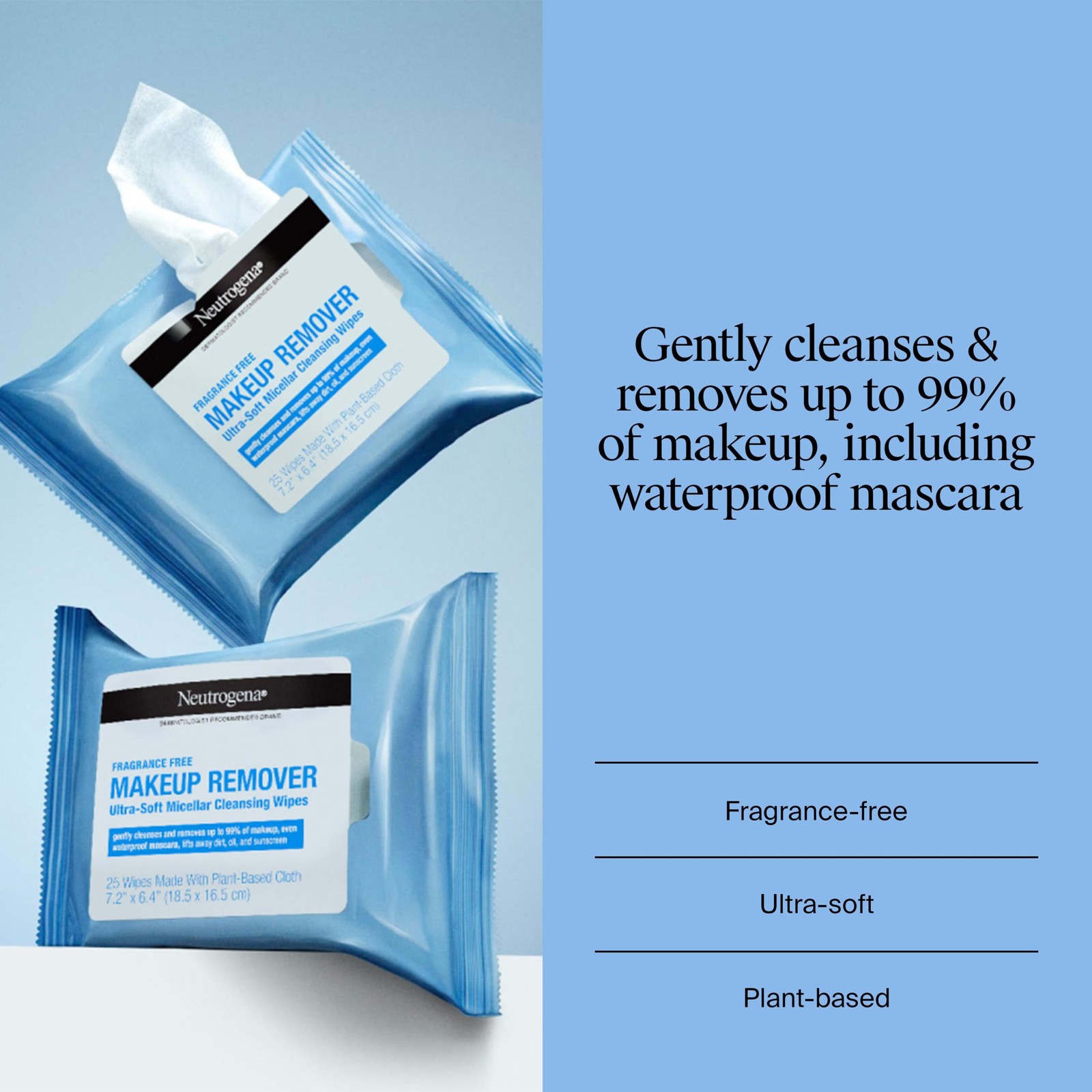 Neutrogena Fragrance-Free Makeup Remover 25 Count (Pack of 2), Fragrance Free