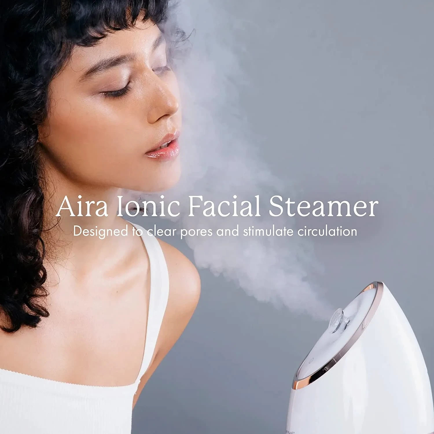 Vanity Planet Aira Ionic Facial Steamer, Beige/Rose Gold