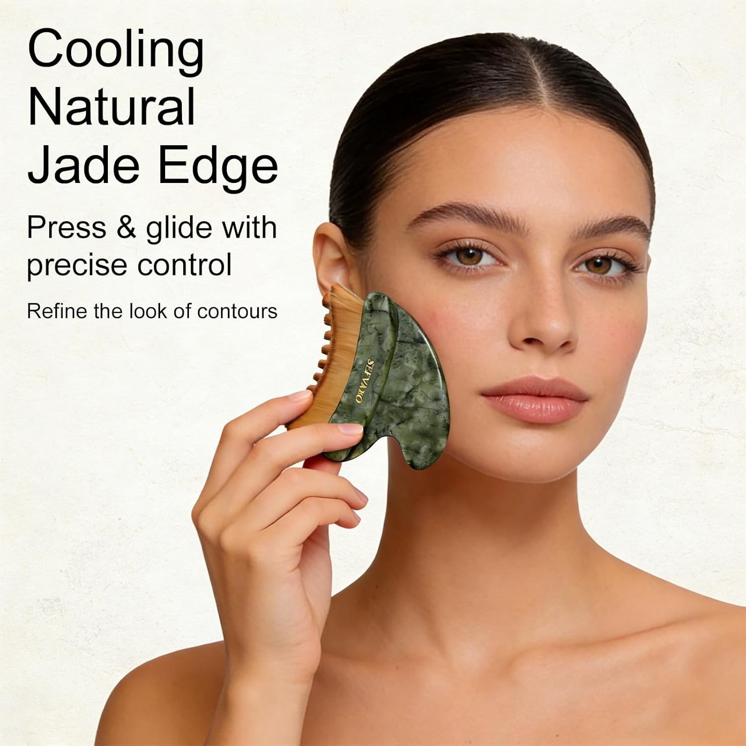 Lymphatic Contour Face Brush, Dual-Ended Dry Brush + Cool-Touch Jade Gua Sha …