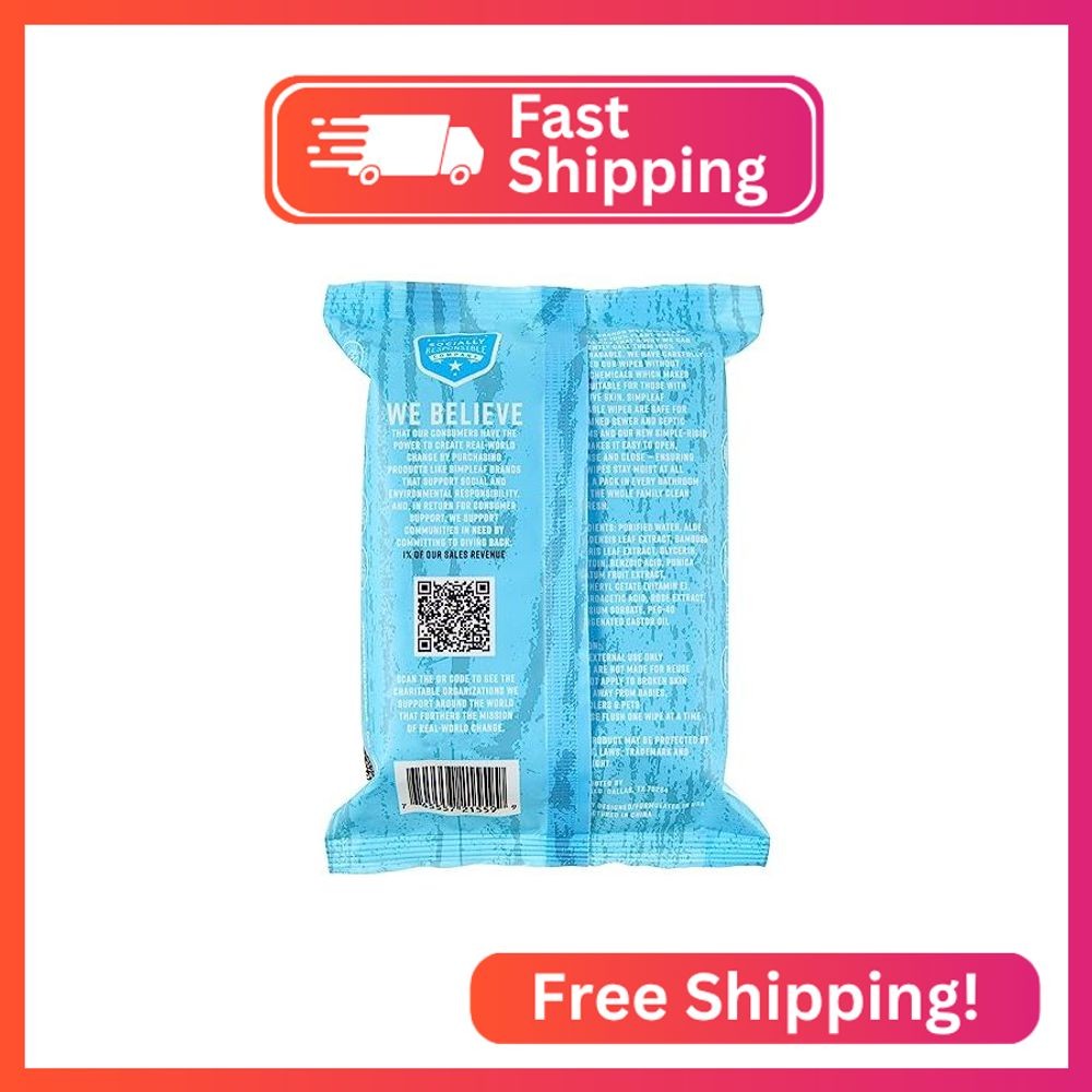 Simpleaf Flushable Wet Wipes Unscented Eco-Friendly, Paraben & Alcohol Free | Hy