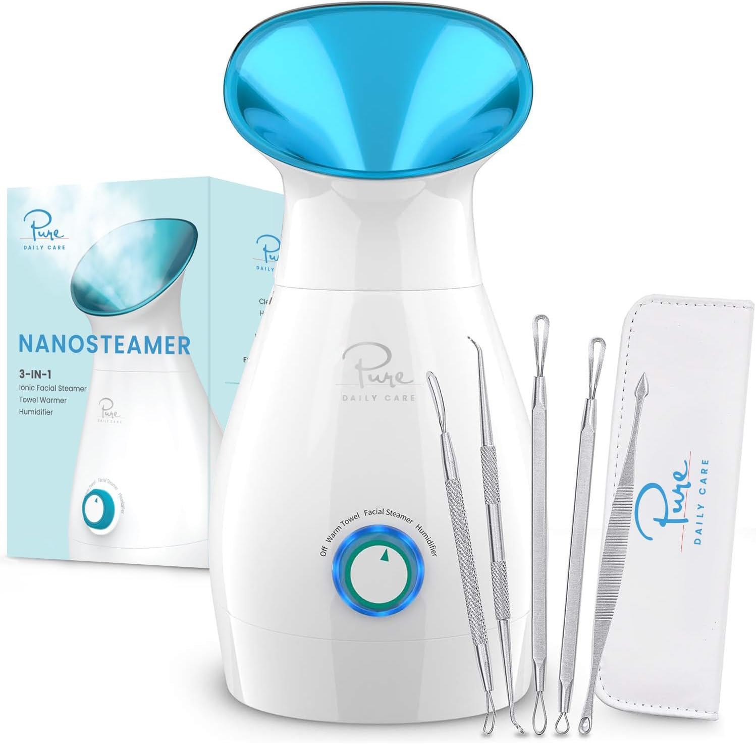 Nanosteamer Large 3-In-1 Nano Ionic Facial Steamer with Precise Temp Control – H