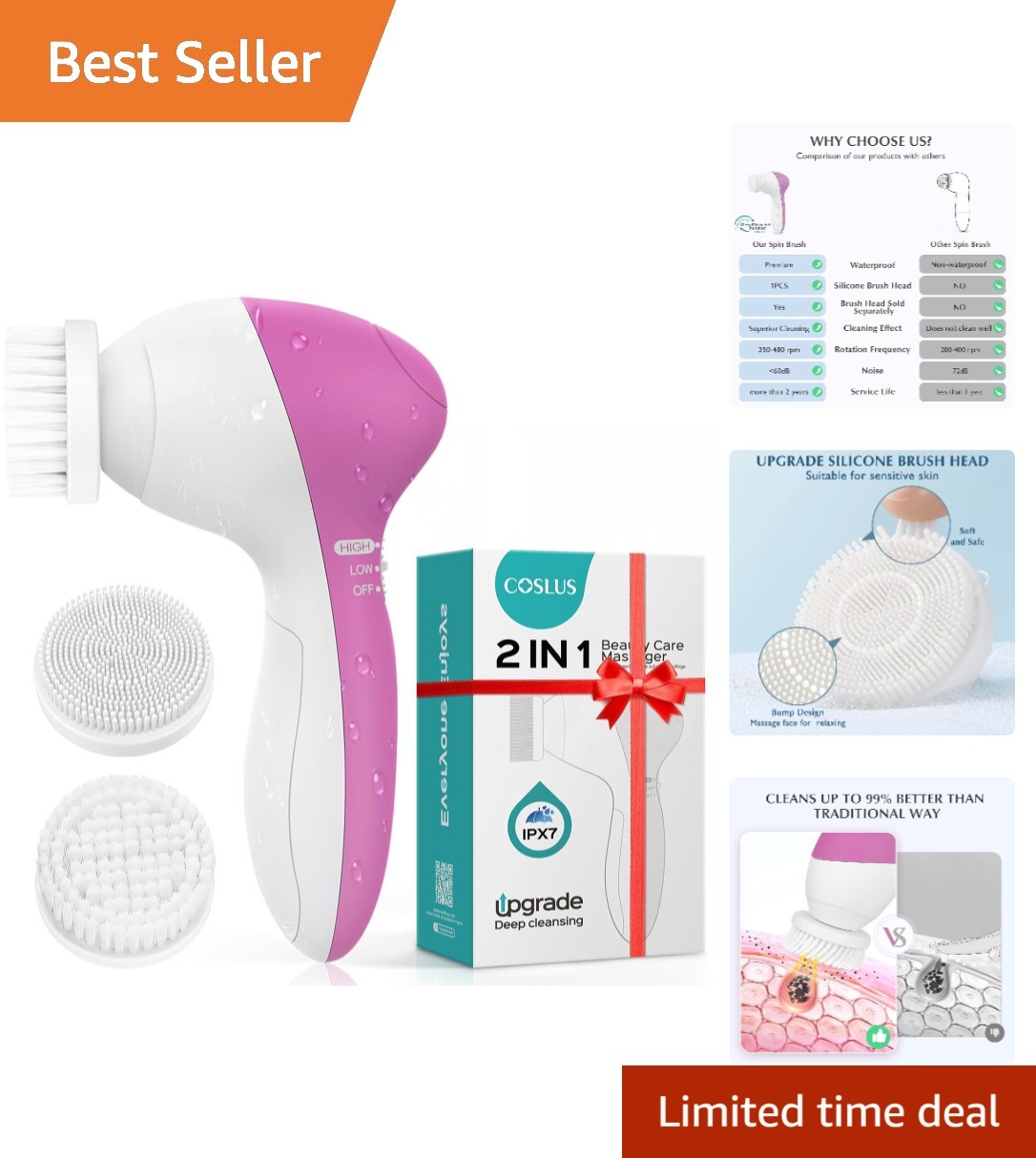 Battery-Powered Facial Cleansing Brush – Compact Exfoliating Device for Travel
