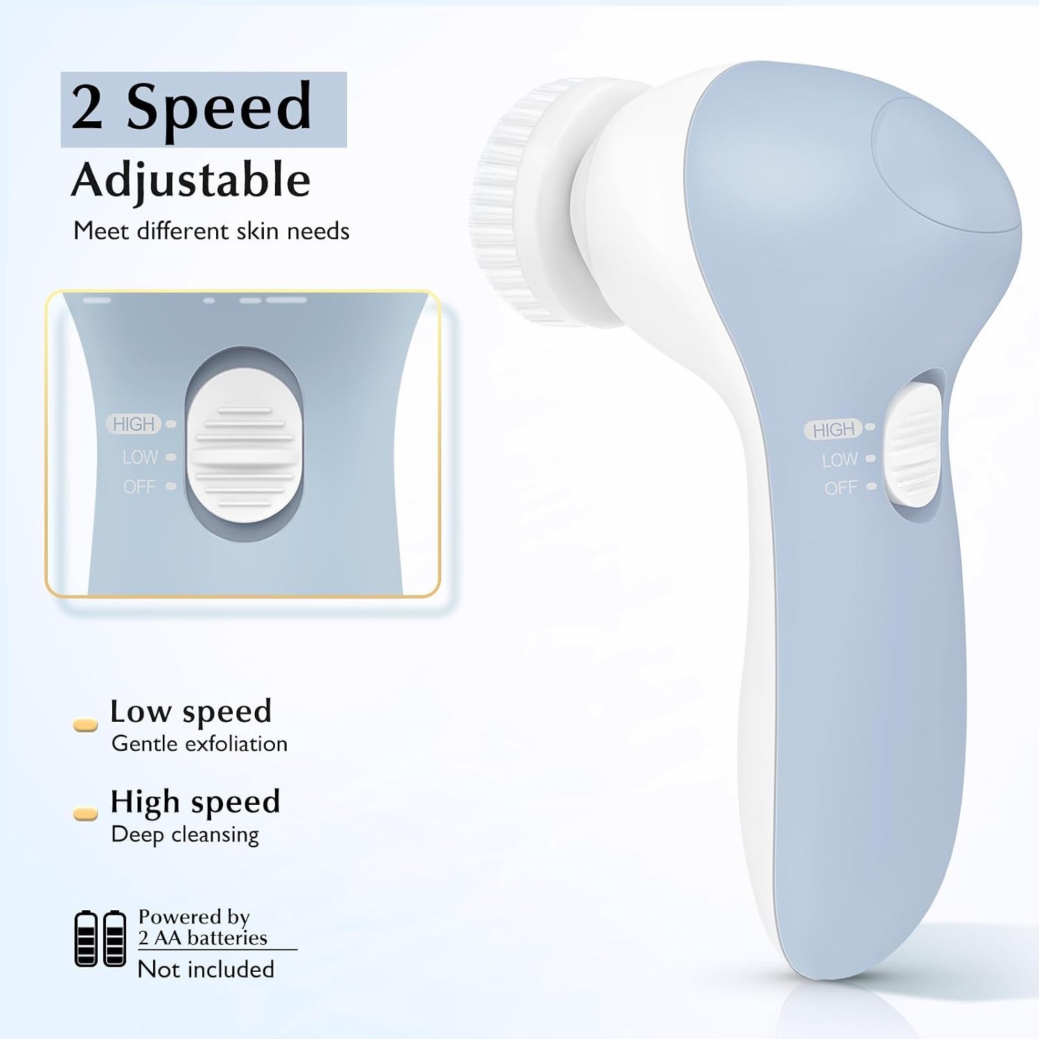 COSLUS Facial Cleansing Brush Silicone Face Scrubber: 2 in1 FBS-D Electric Exfol