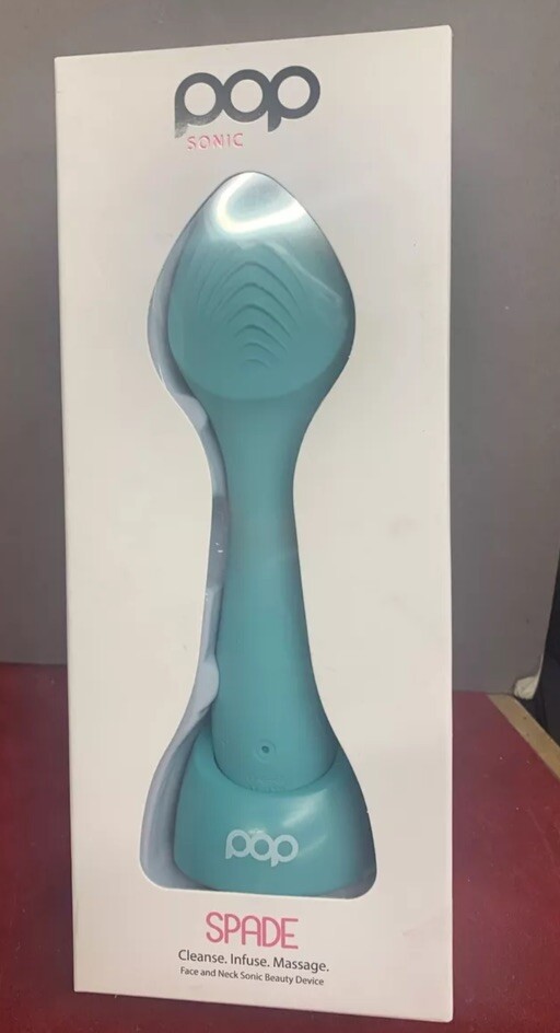 Pop Sonic Spade Face & Neck Sonic Beauty Cleansing Device Infuse Massage Teal